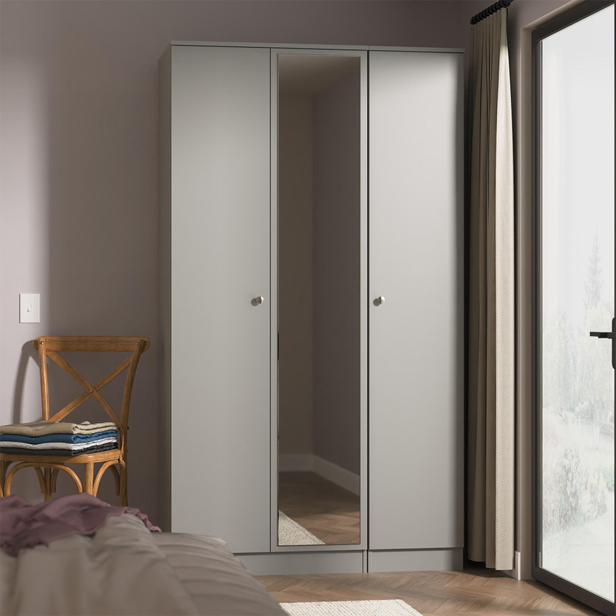 Yarmouth Wardrobe - 3 Door - 1 Mirror - Combi Triple - Dusk Grey