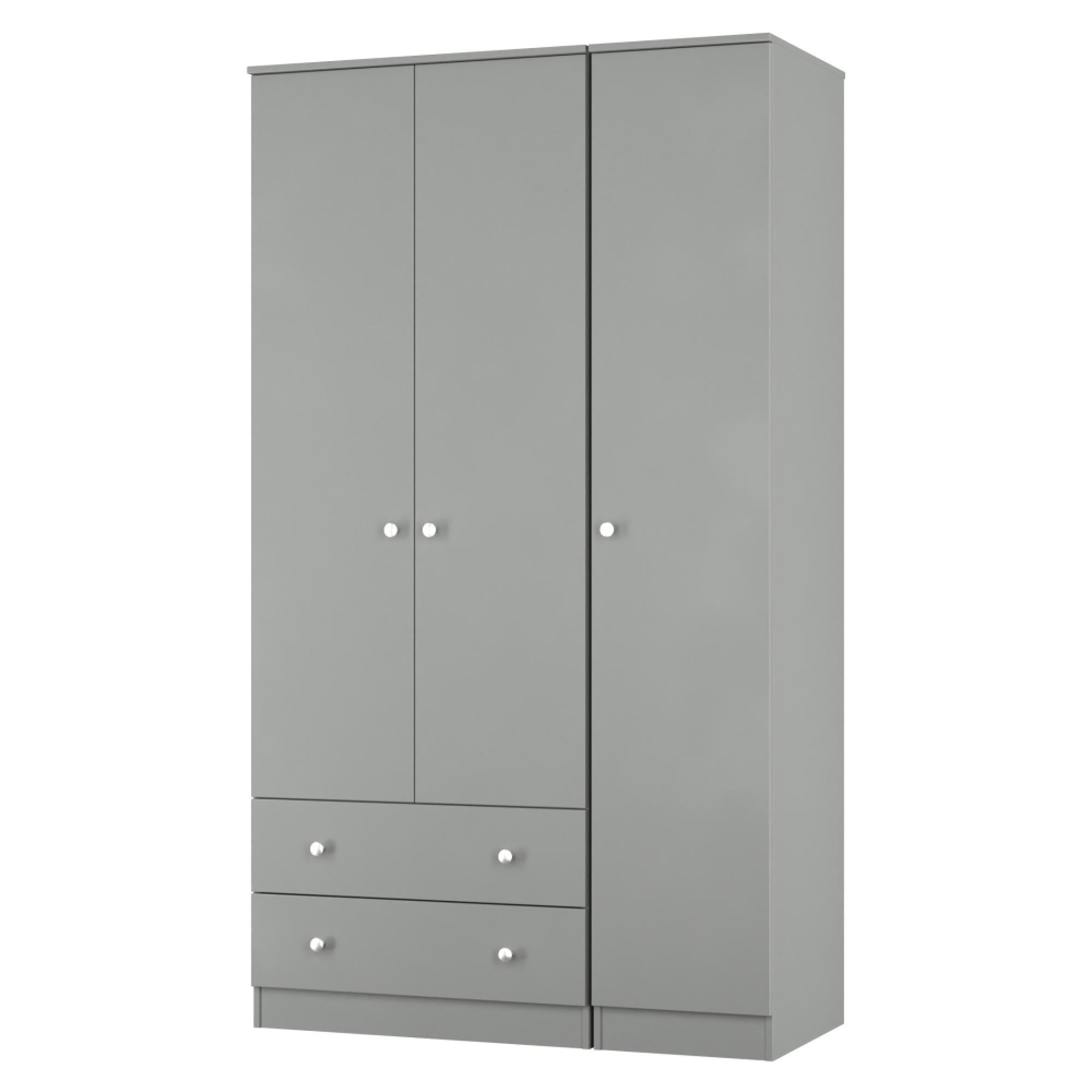 Yarmouth Wardrobe - 3 Door - 2 Drawer - Triple Robe - Dusk Grey