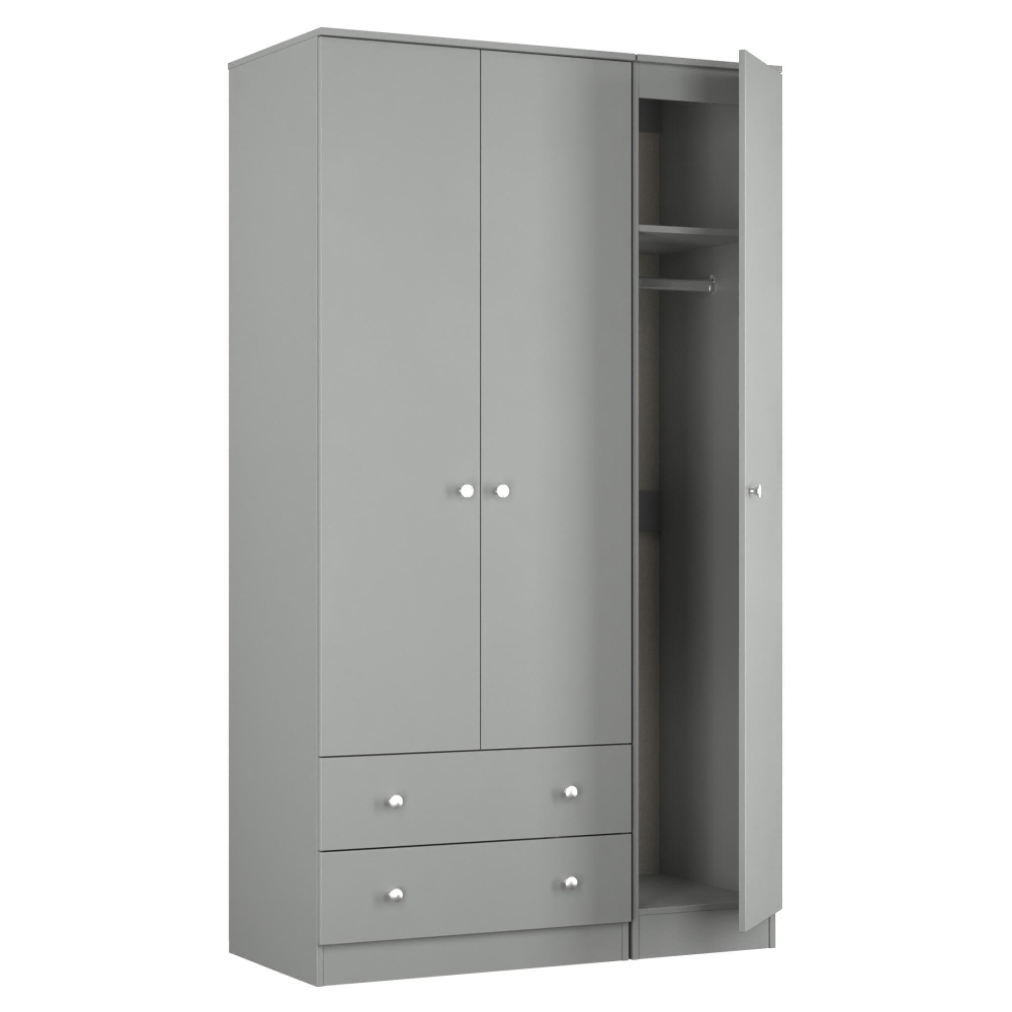 Yarmouth Wardrobe - 3 Door - 2 Drawer - Triple Robe - Dusk Grey