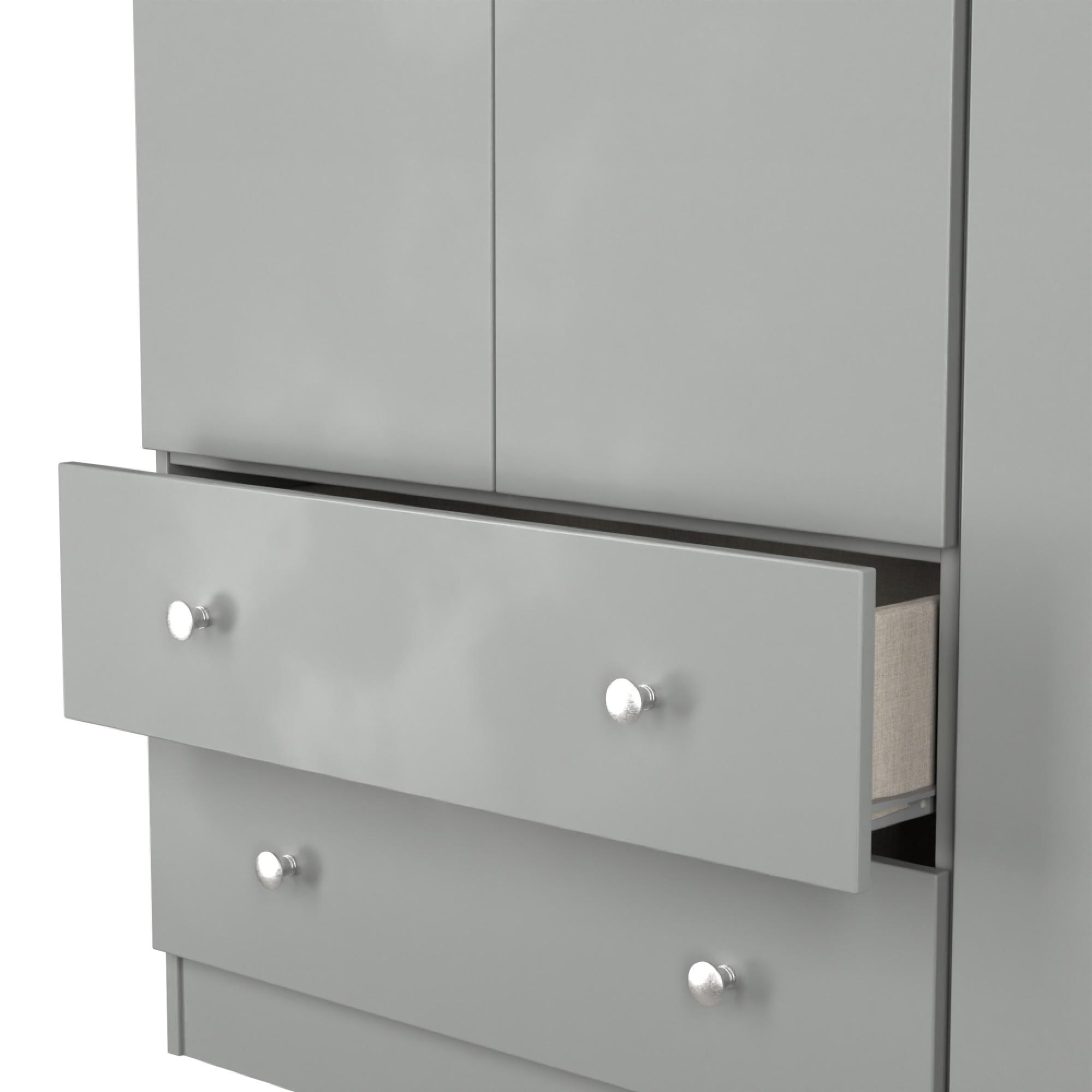Yarmouth Wardrobe - 3 Door - 2 Drawer - Triple Robe - Dusk Grey