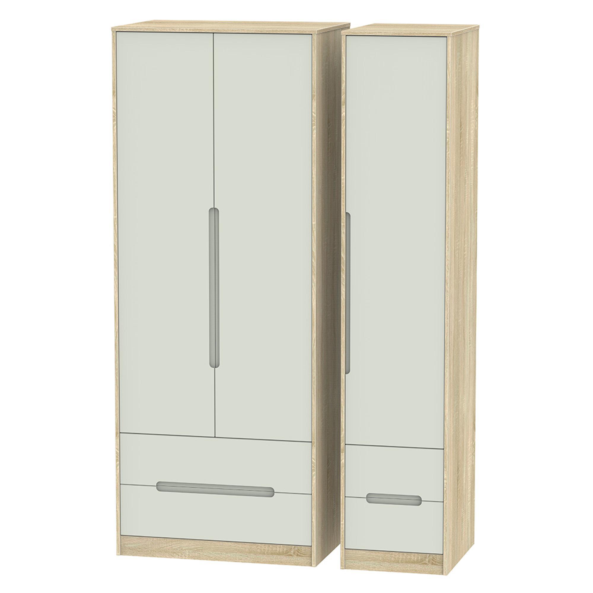 Monaco Wardrobe - 3 Door - 4 Drawers - Tall - Triple - Cashmere and Oak