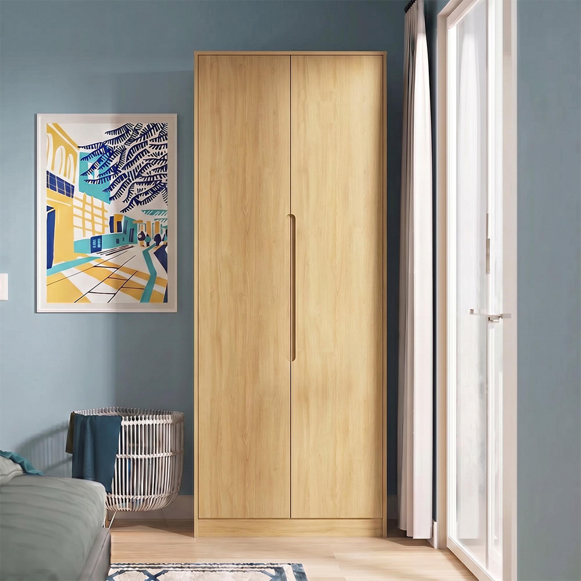 Monaco Wardrobe - 2 Door - Plain - Tall - Modern Oak