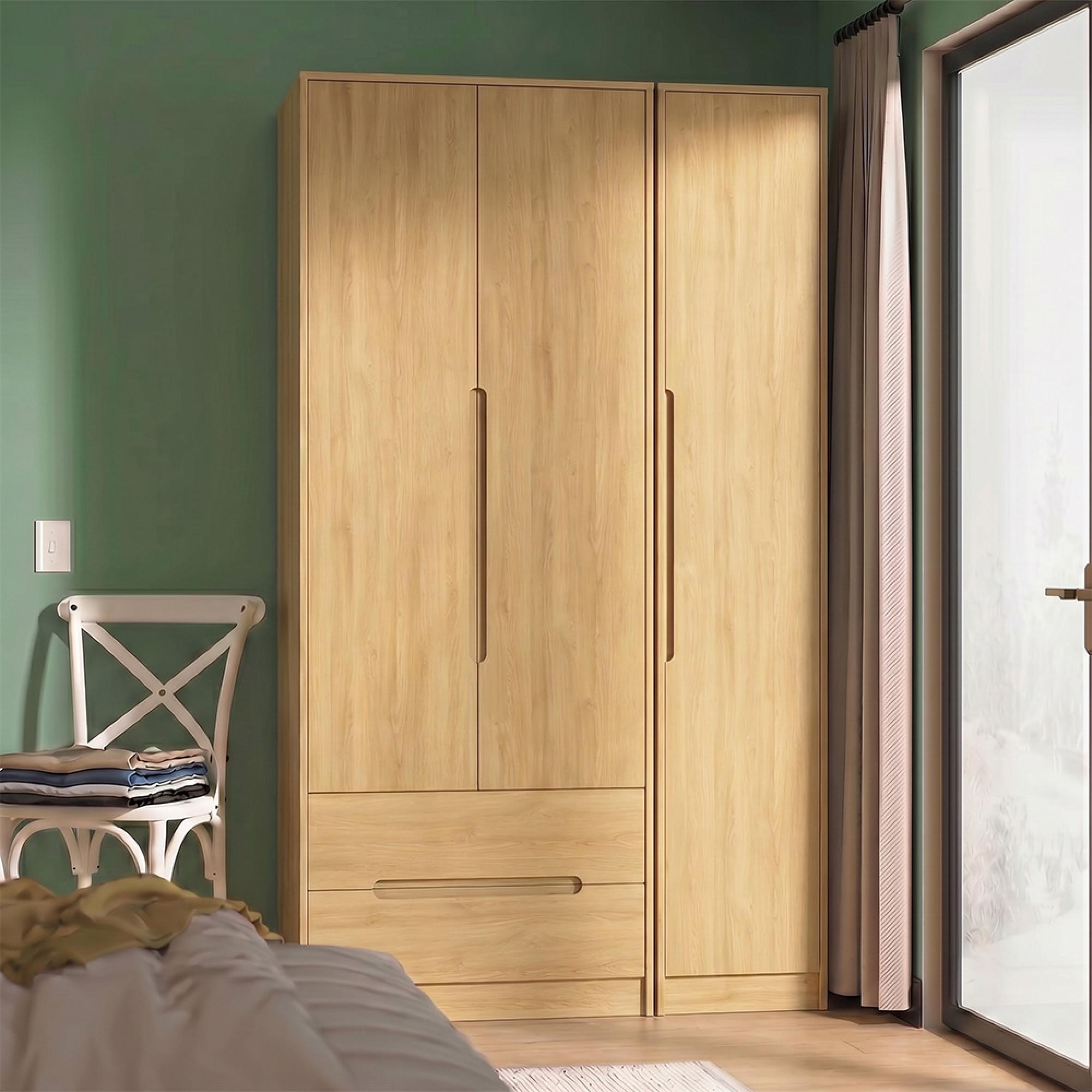 Monaco Wardrobe - 3 Door - LHF 2 Drawer - Tall - Triple - Modern Oak