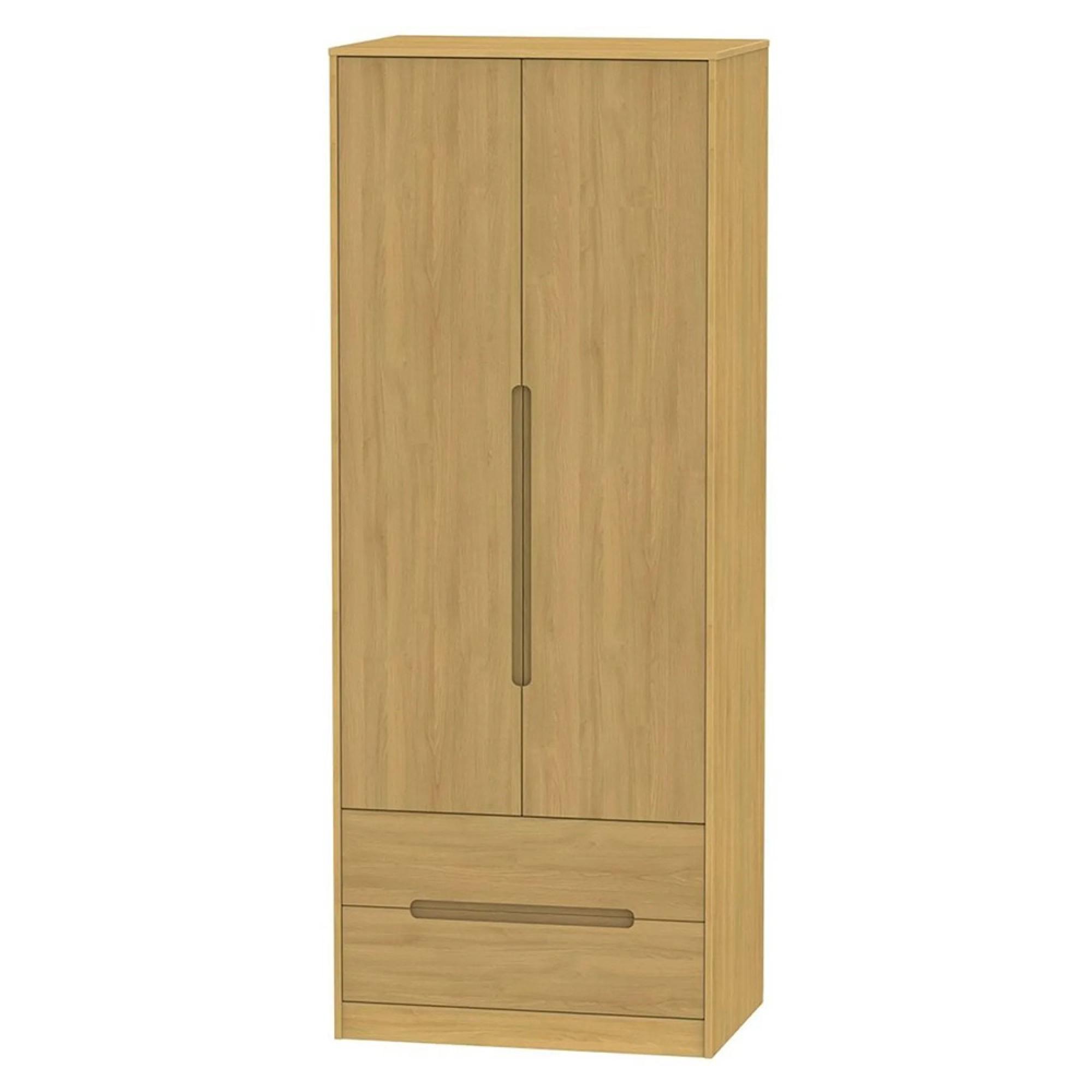 Monaco Wardrobe - 2 Door - 2 Drawer - Tall - Modern Oak