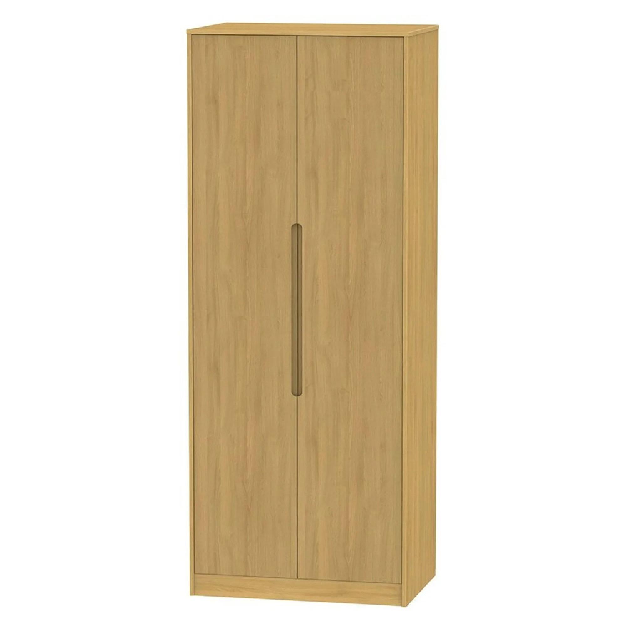 Monaco Wardrobe - 2 Door - Plain - Tall - Modern Oak