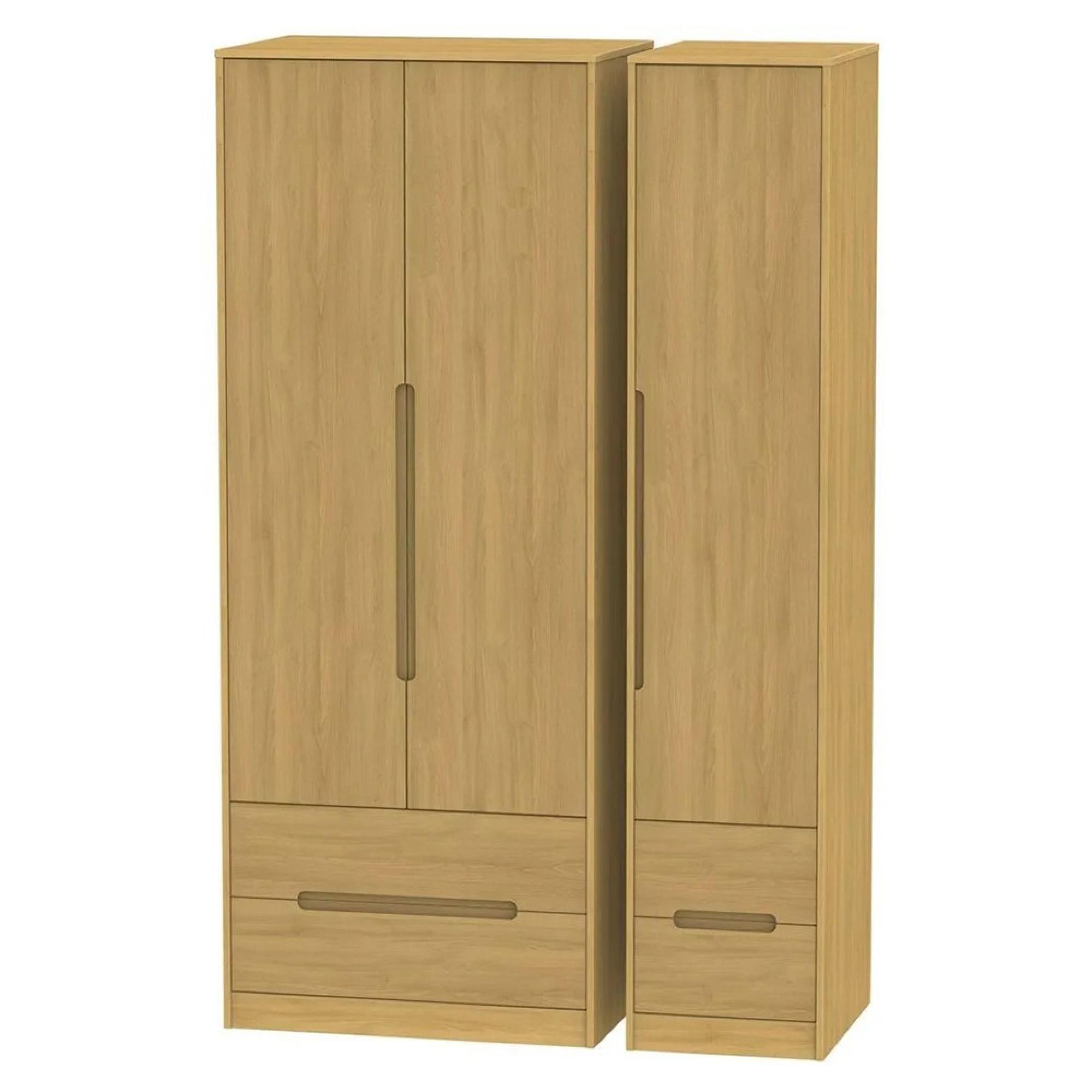 Monaco Wardrobe - 3 Door - 4 Drawer - Tall - Triple - Modern Oak