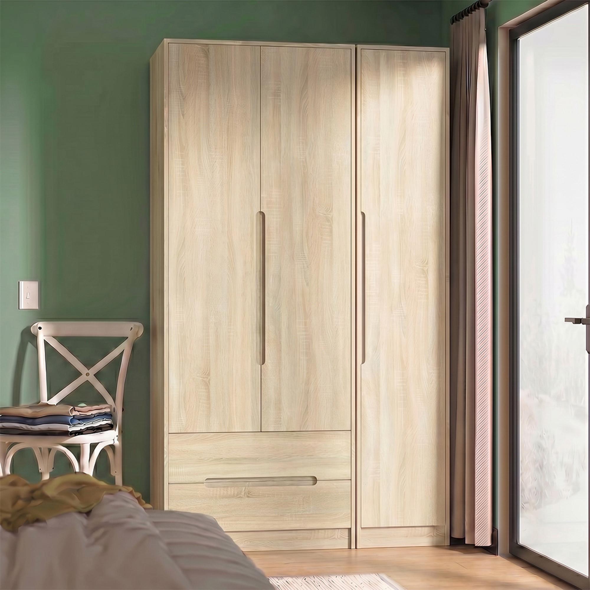 Monaco Wardrobe - 3 Door - LHF 2 Drawer - Tall - Triple - Oak