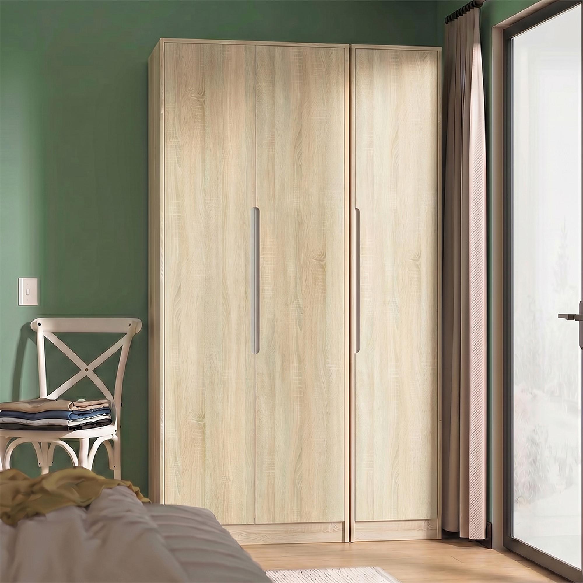 Monaco Wardrobe - 3 Door - Tall - Triple - Oak