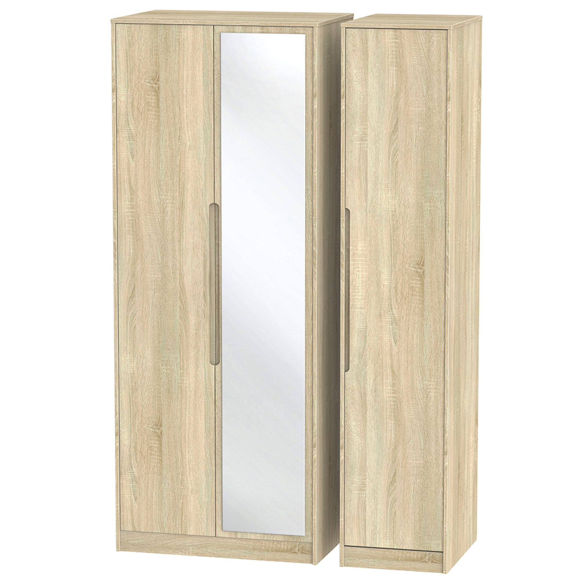Monaco Wardrobe - 3 Door - 1 Mirror - Tall - Triple - Oak