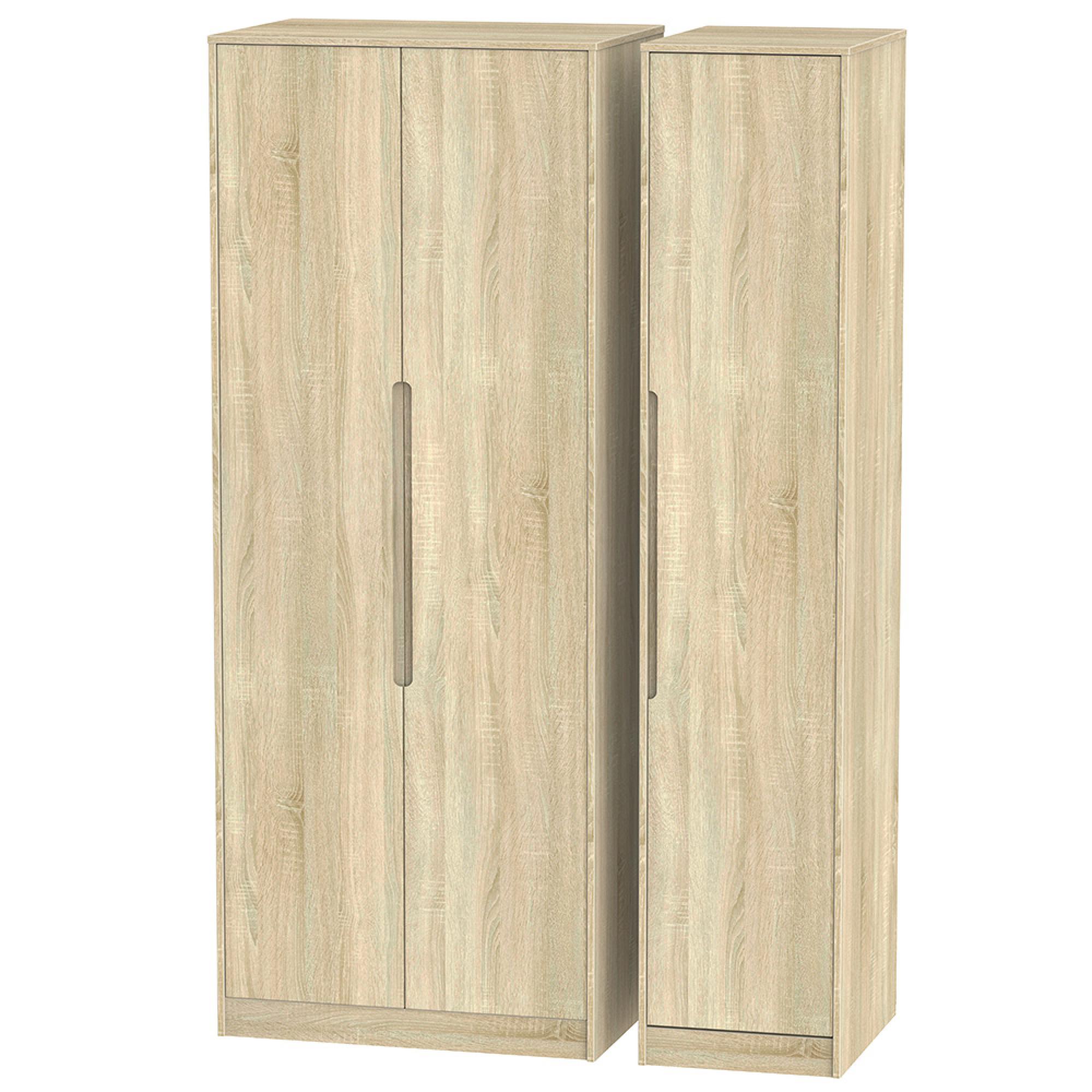Monaco Wardrobe - 3 Door - Tall - Triple - Oak