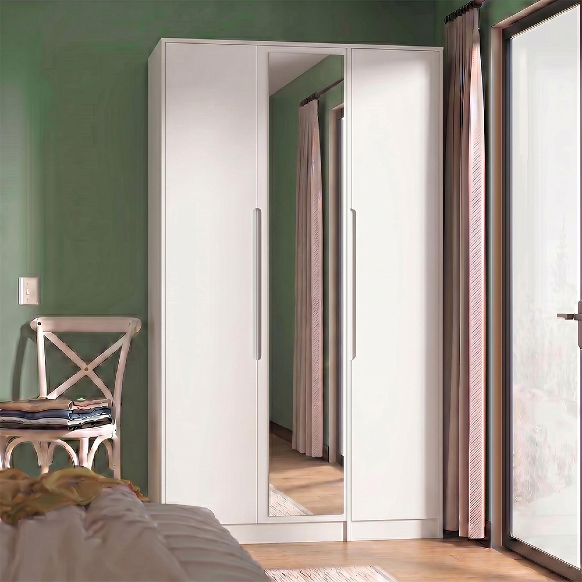 Monaco Wardrobe - 3 Door - 1 Mirror - Tall - Triple - White