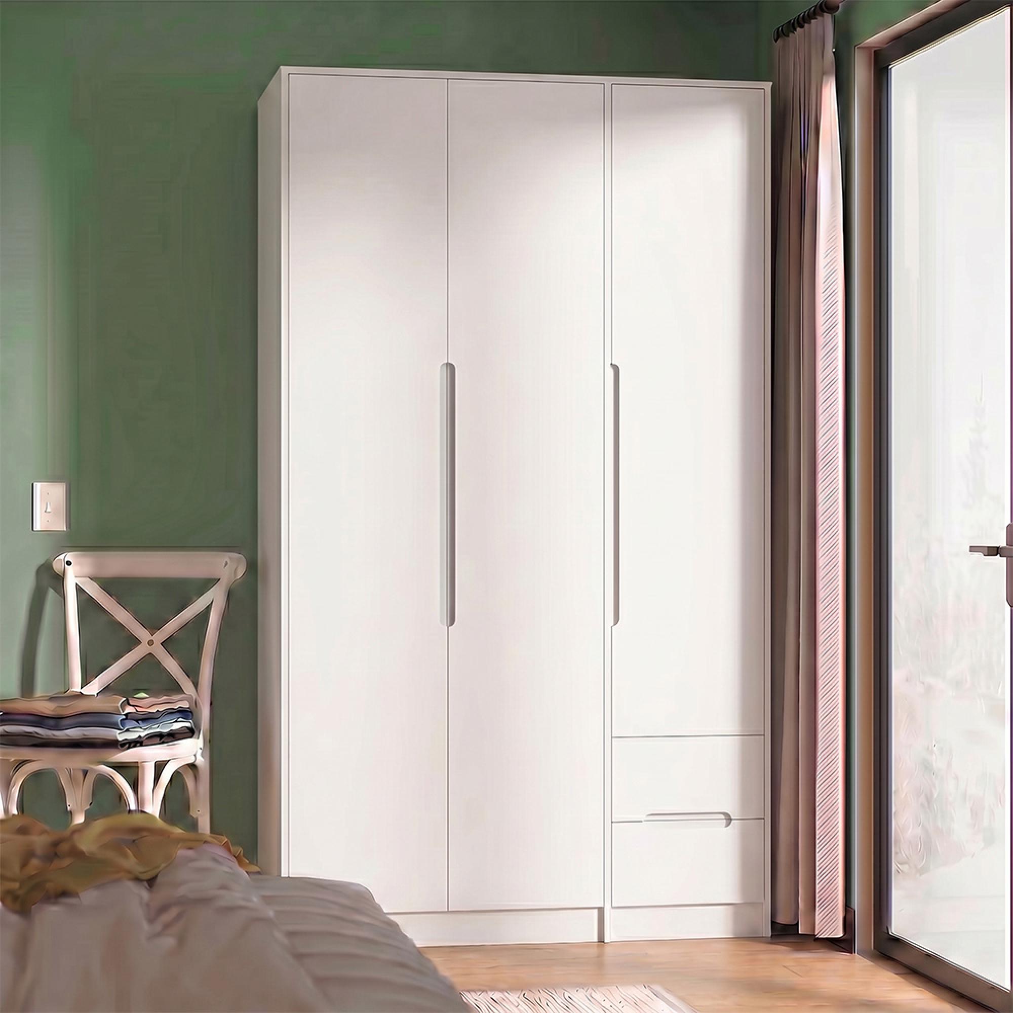 Monaco Wardrobe - 3 Door - RHF 2 Drawer - Tall - Triple - White