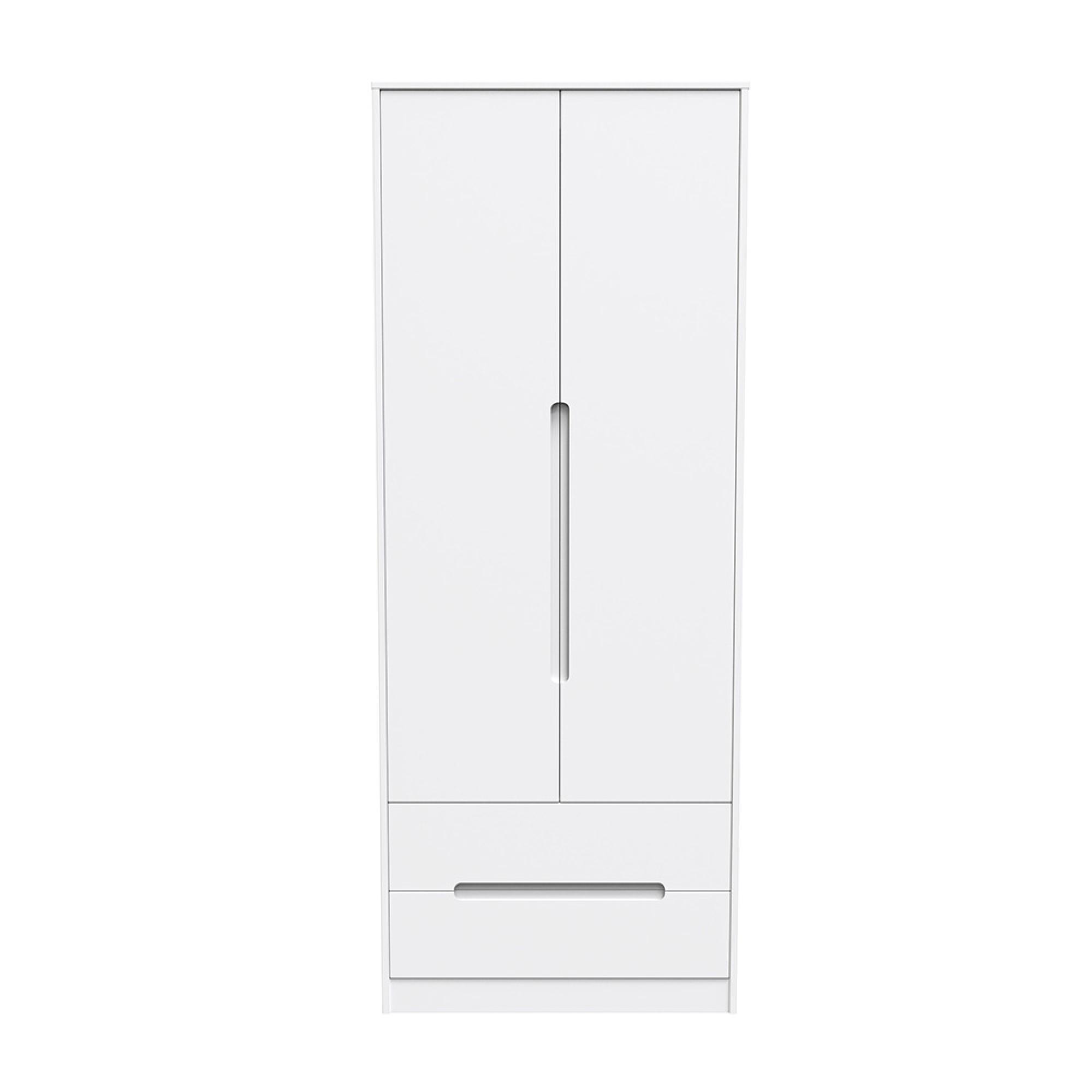 Monaco Wardrobe - 2 Door - 2 Drawer - Tall - White