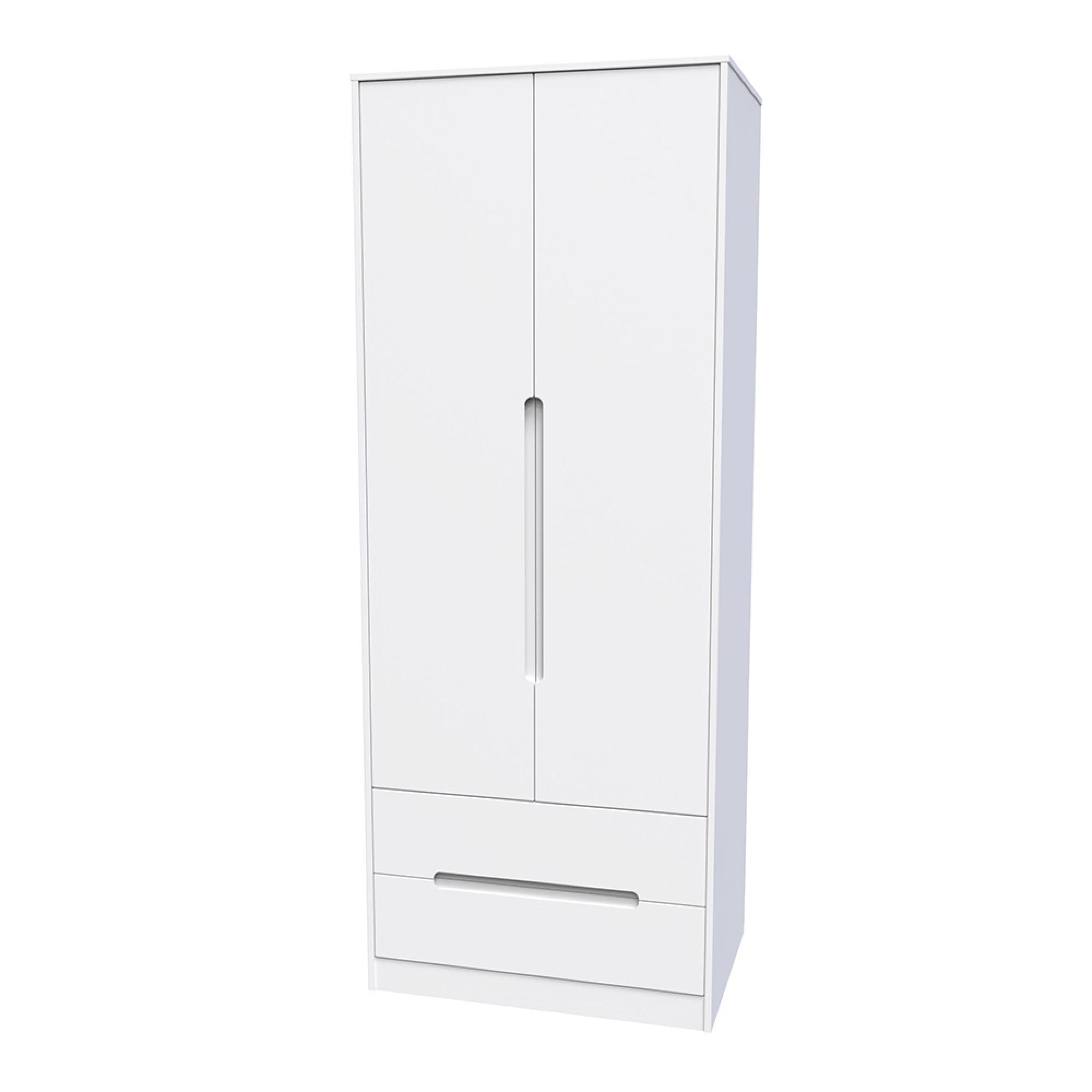 Monaco Wardrobe - 2 Door - 2 Drawer - Tall - White