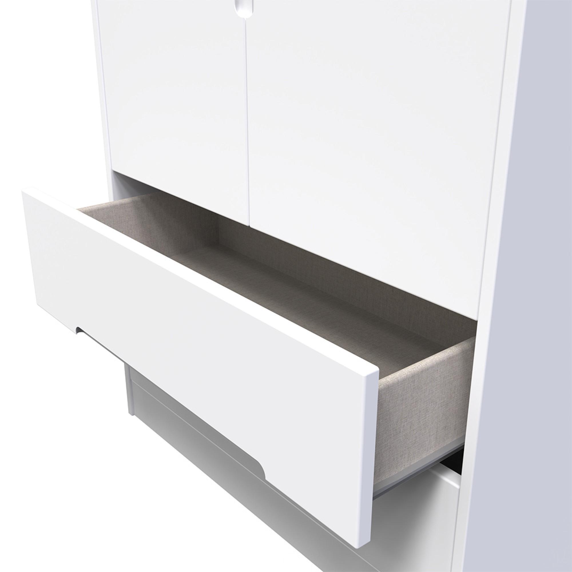 Monaco Wardrobe - 2 Door - 2 Drawer - Tall - White