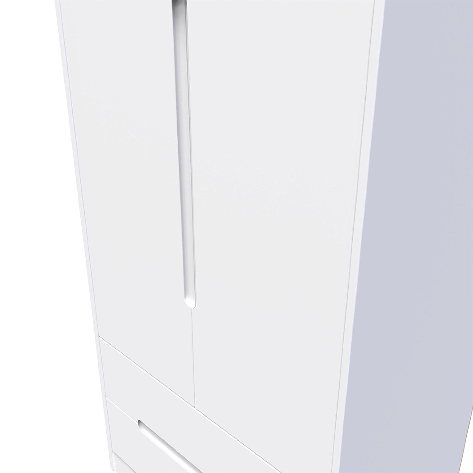 Monaco Wardrobe - 2 Door - 2 Drawer - Tall - White