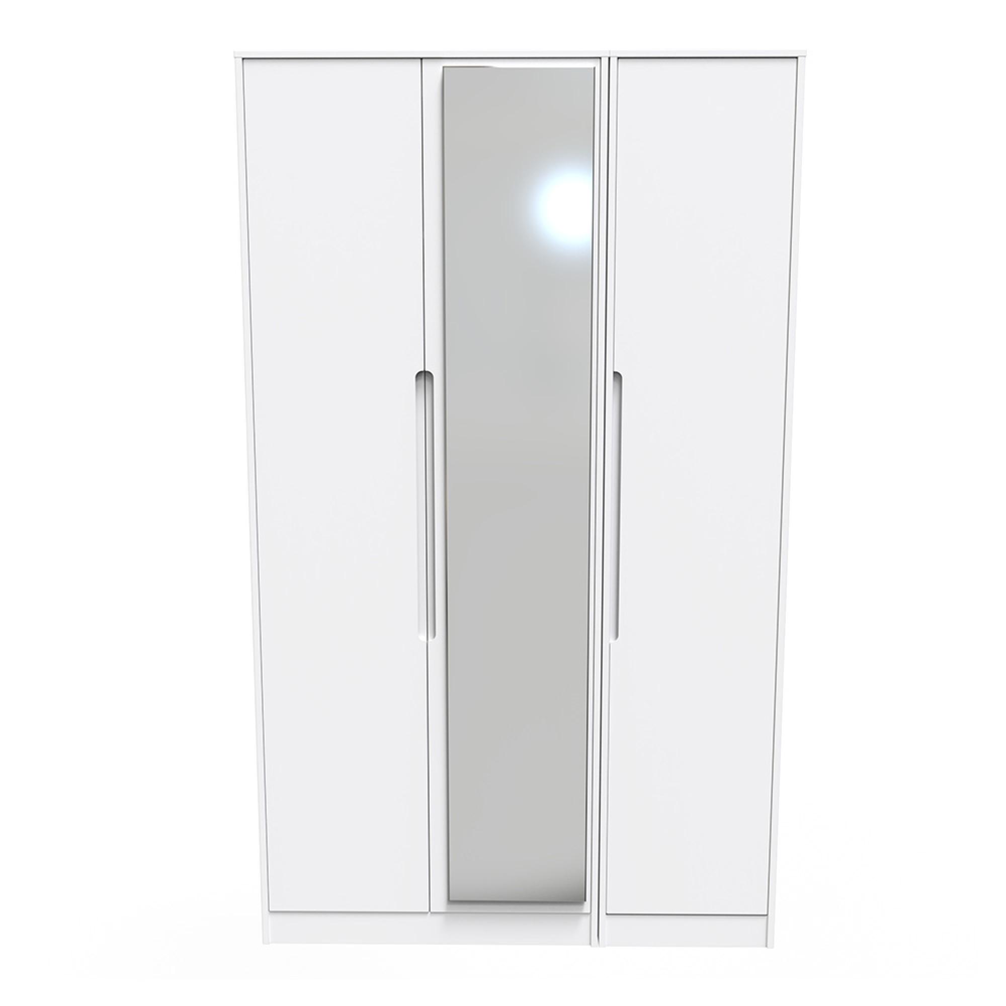 Monaco Wardrobe - 3 Door - 1 Mirror - Tall - Triple - White
