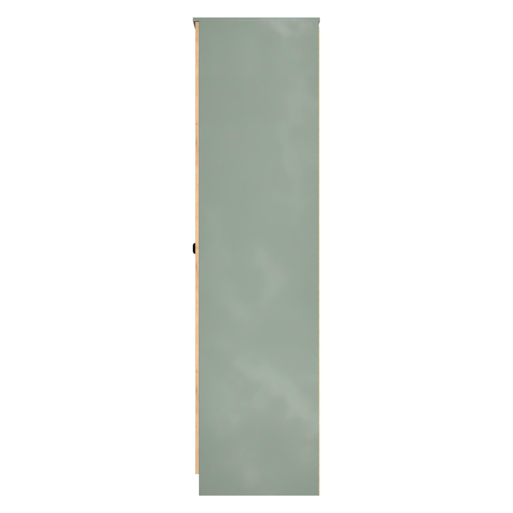 Bora Wardrobe - 2 Door - Tall - Gold Craft Oak and Reed Green