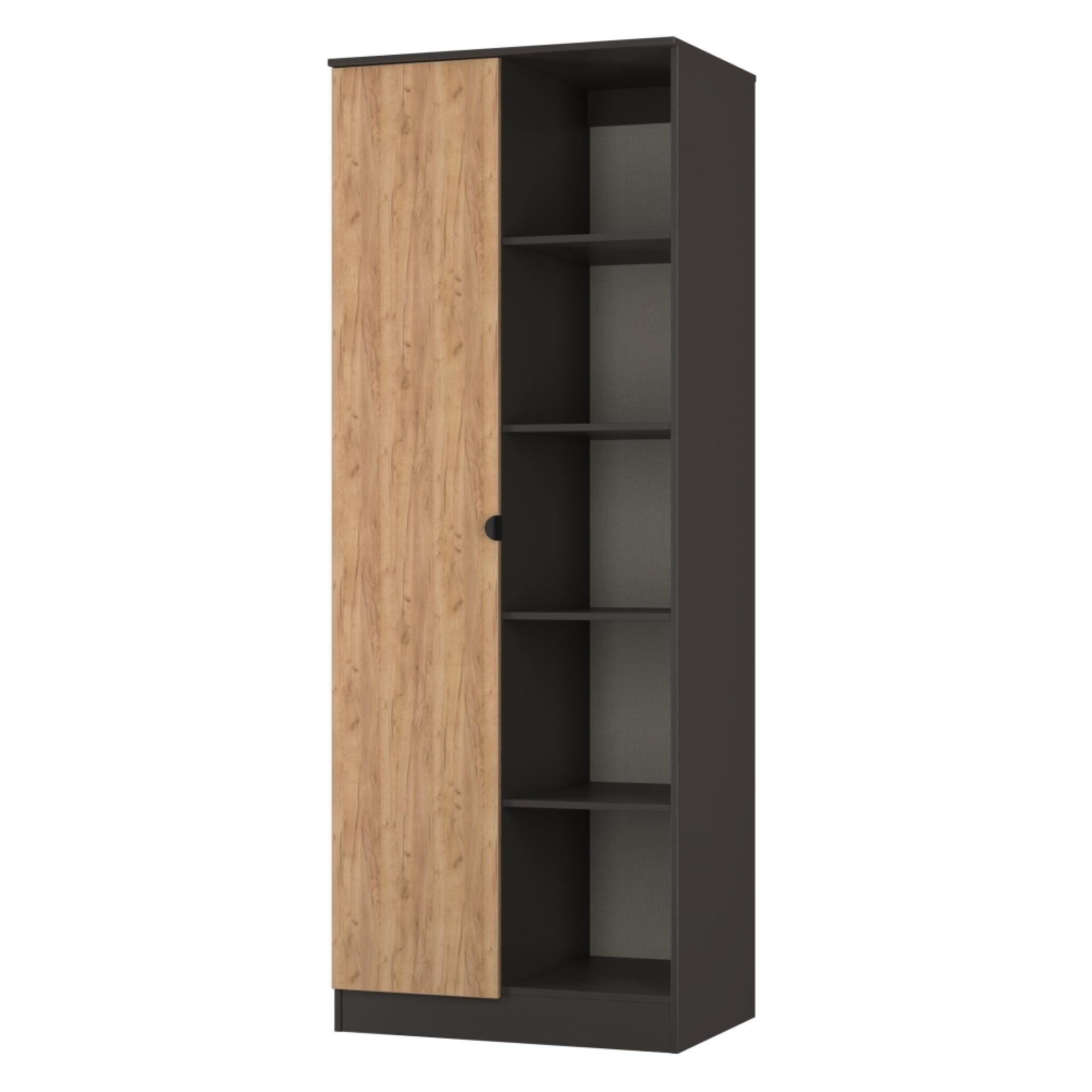 Bora Wardrobe - 1 Door - Tall - Gold Craft Oak and Graphite