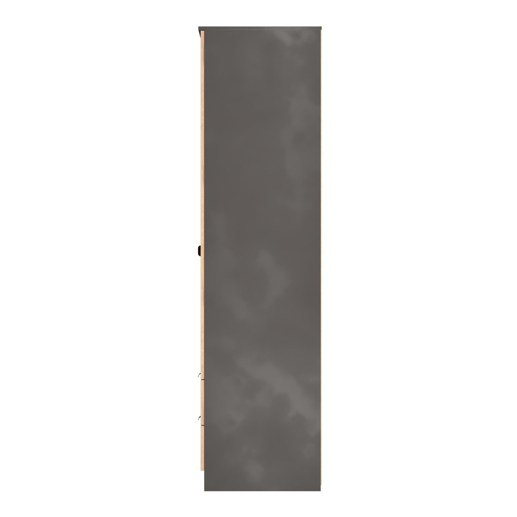 Bora Wardrobe - 2 Door - 2 Drawer - Tall - Gold Craft Oak and Graphite