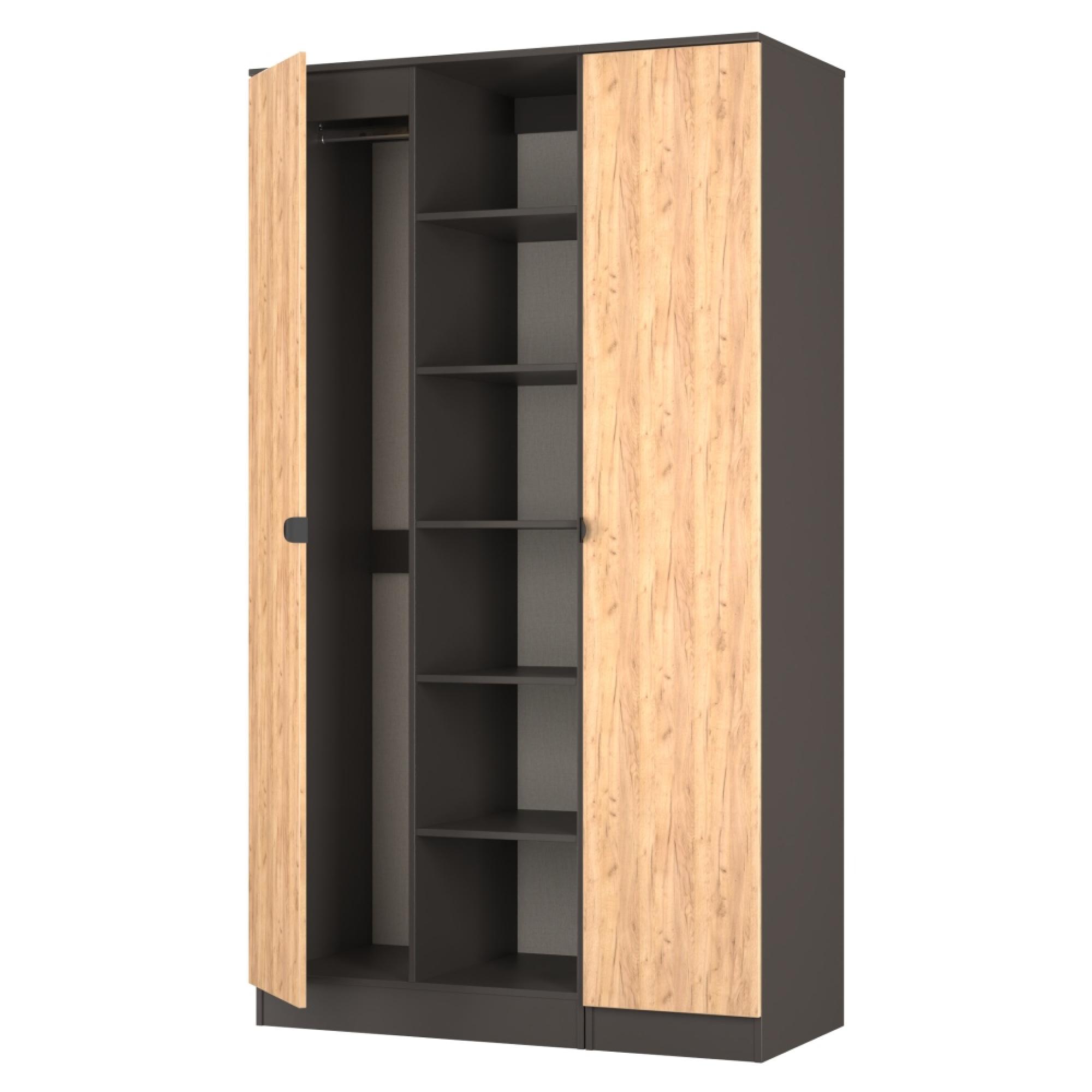Bora Wardrobe - 2 Door - Gold Craft Oak and Graphite