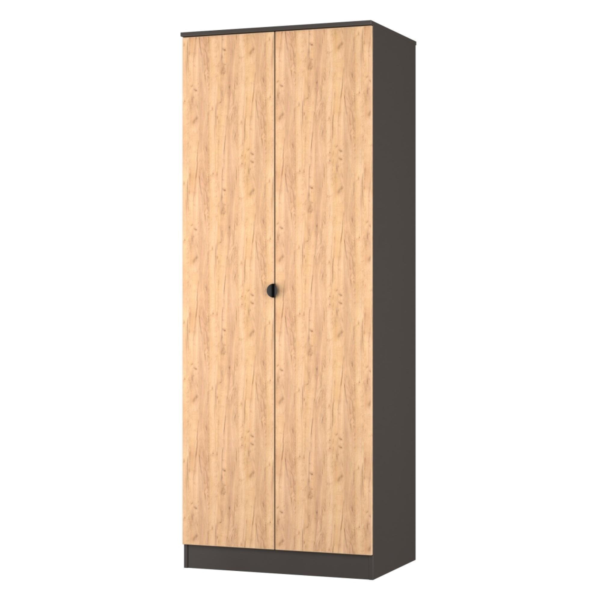Bora Wardrobe - 2 Door - Tall - Gold Craft Oak and Graphite