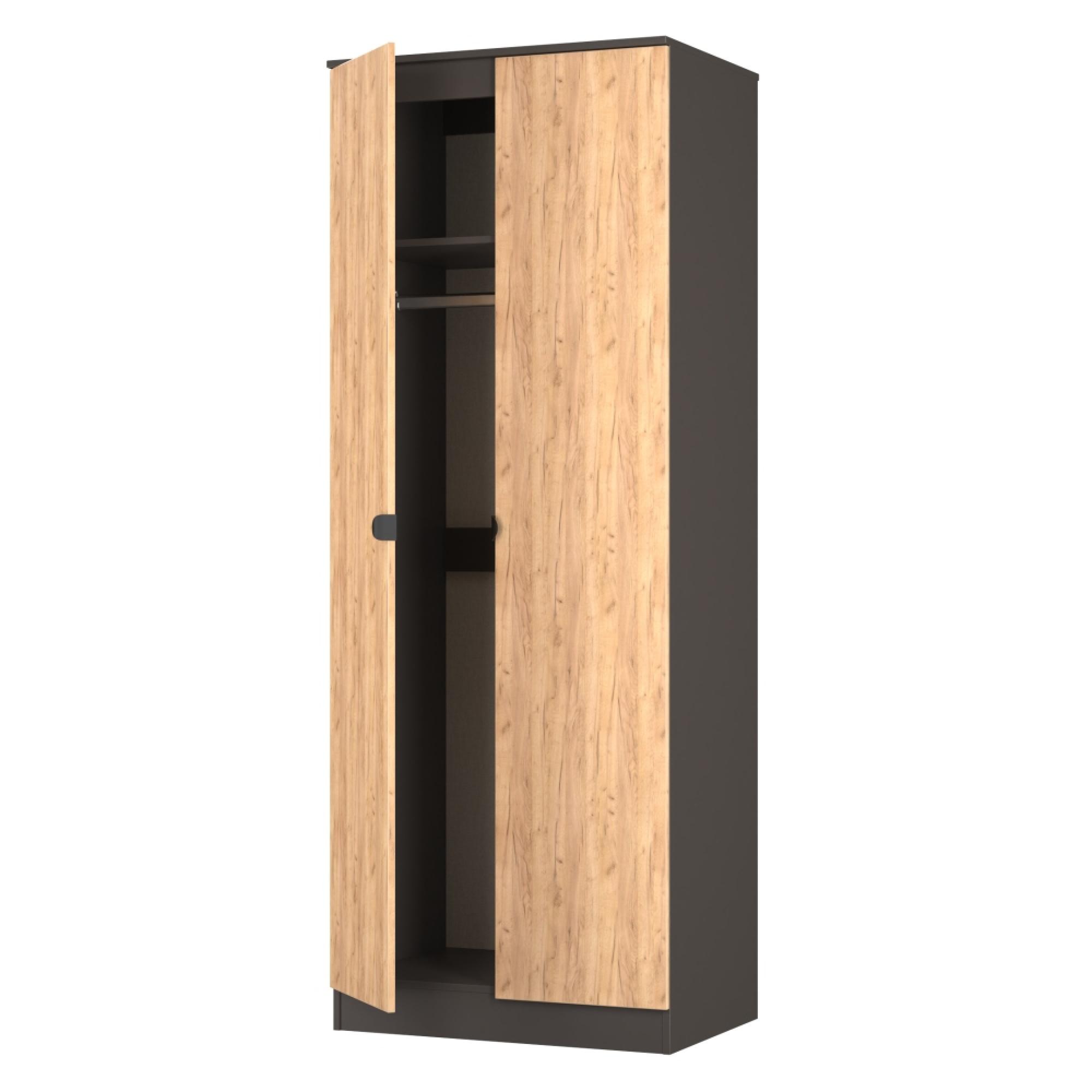 Bora Wardrobe - 2 Door - Tall - Gold Craft Oak and Graphite