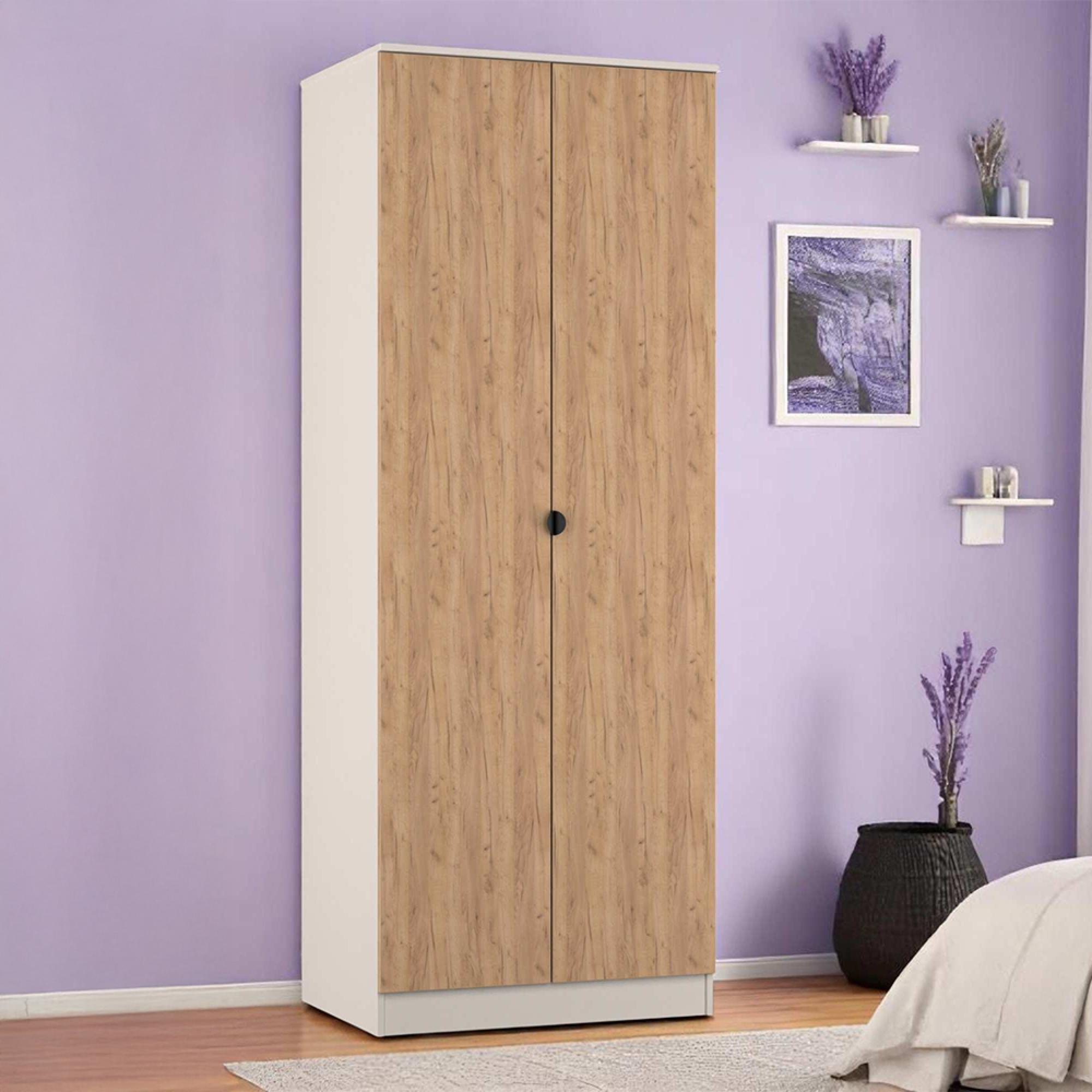 Bora Wardrobe - 2 Door - Gold Craft Oak and Kashmir Matt