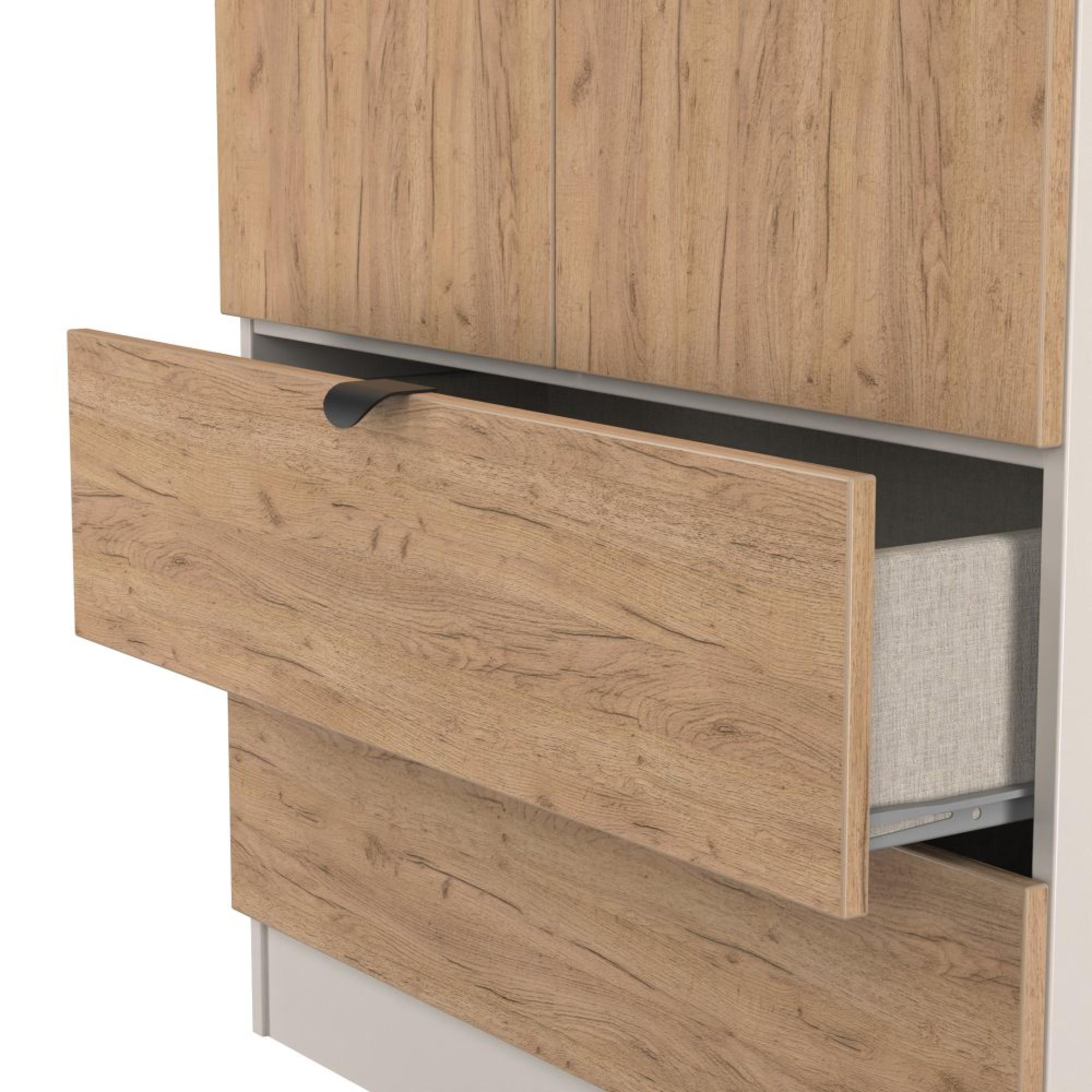 Bora Wardrobe - 2 Door - 2 Drawer - Gold Craft Oak and Kashmir Matt