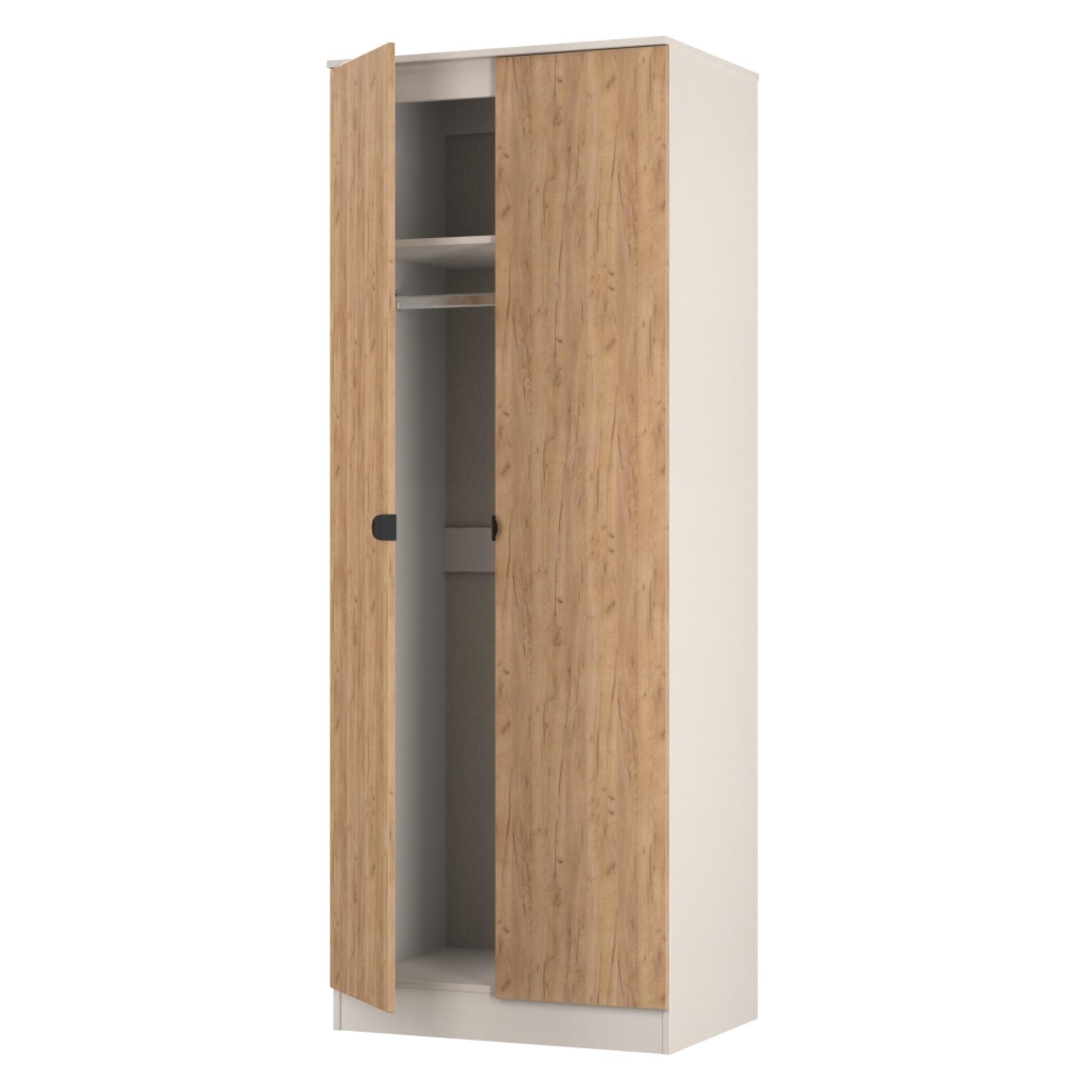 Bora Wardrobe - 2 Door - Gold Craft Oak and Kashmir Matt