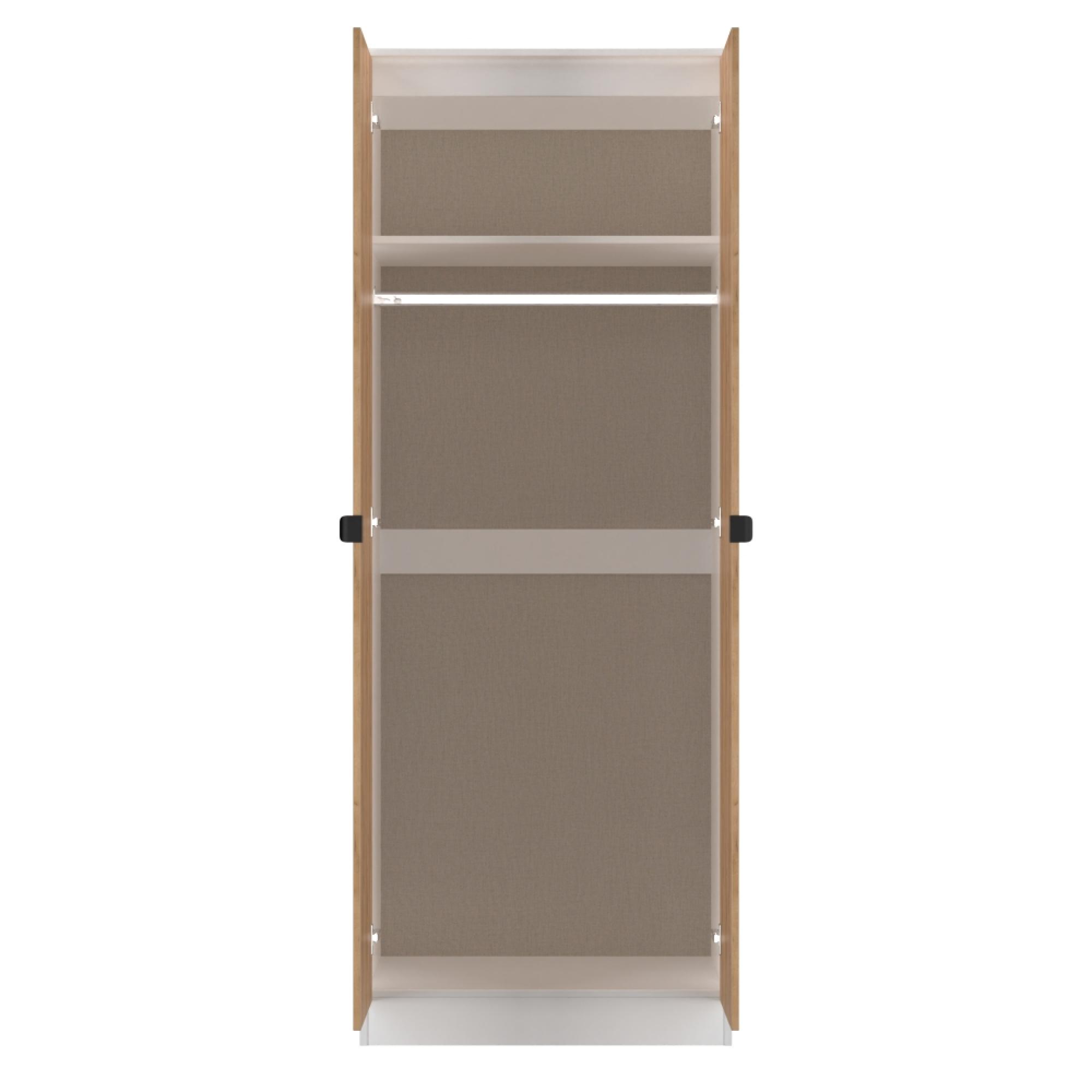 Bora Wardrobe - 2 Door - Gold Craft Oak and White Matt