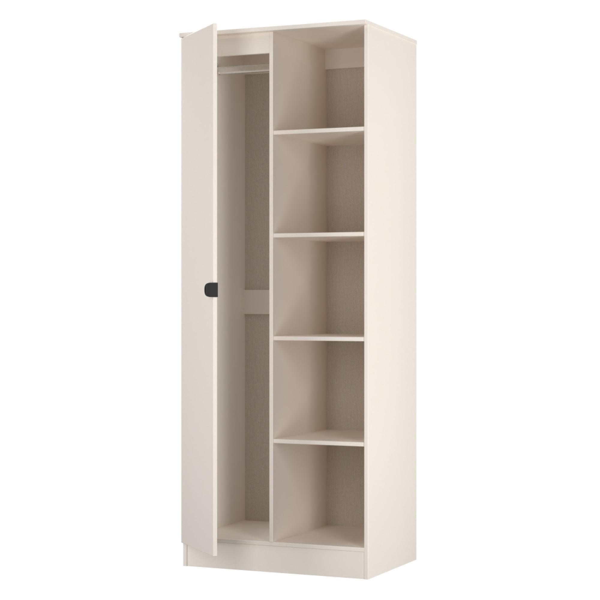 Bora Double Wardrobe - 1 Door - Open Shelf - Kashmir Matt