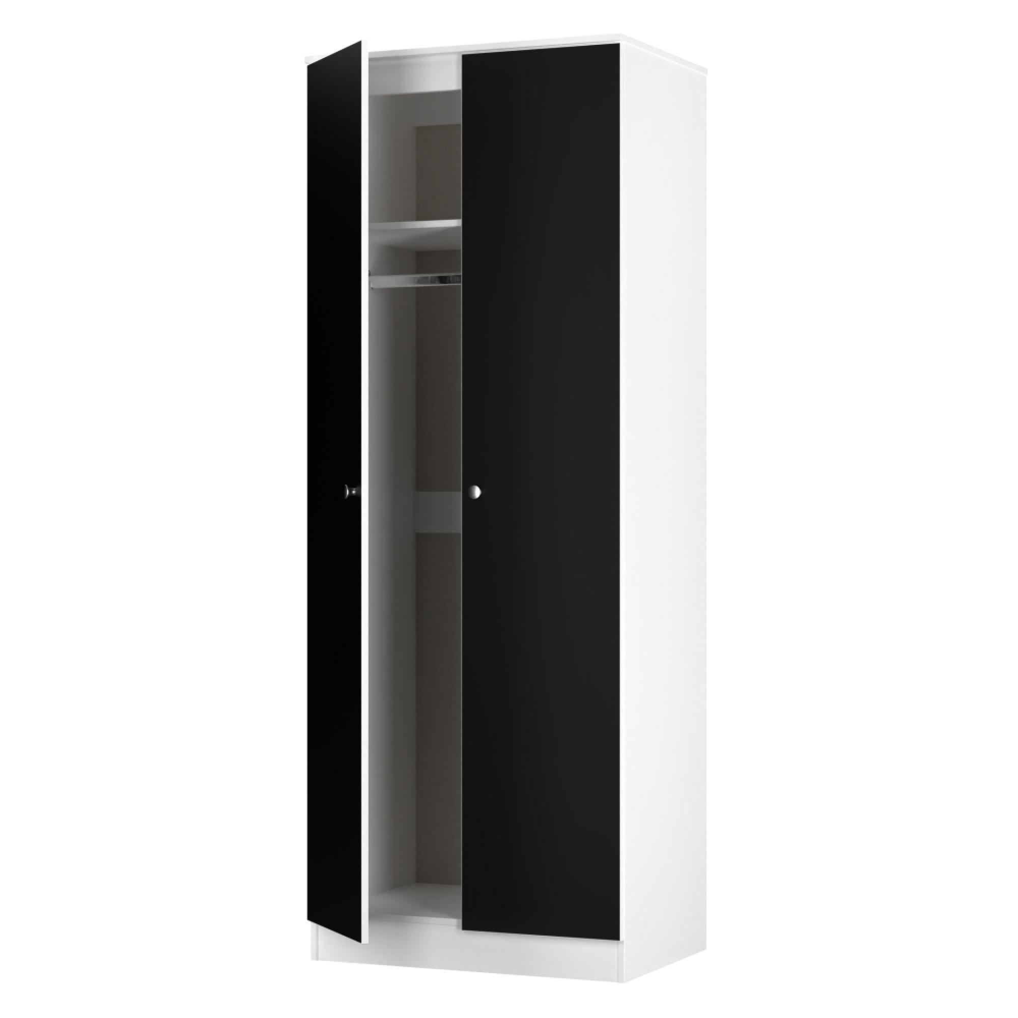 Yarmouth Wardrobe - 2 Door - Black Matt and White Matt
