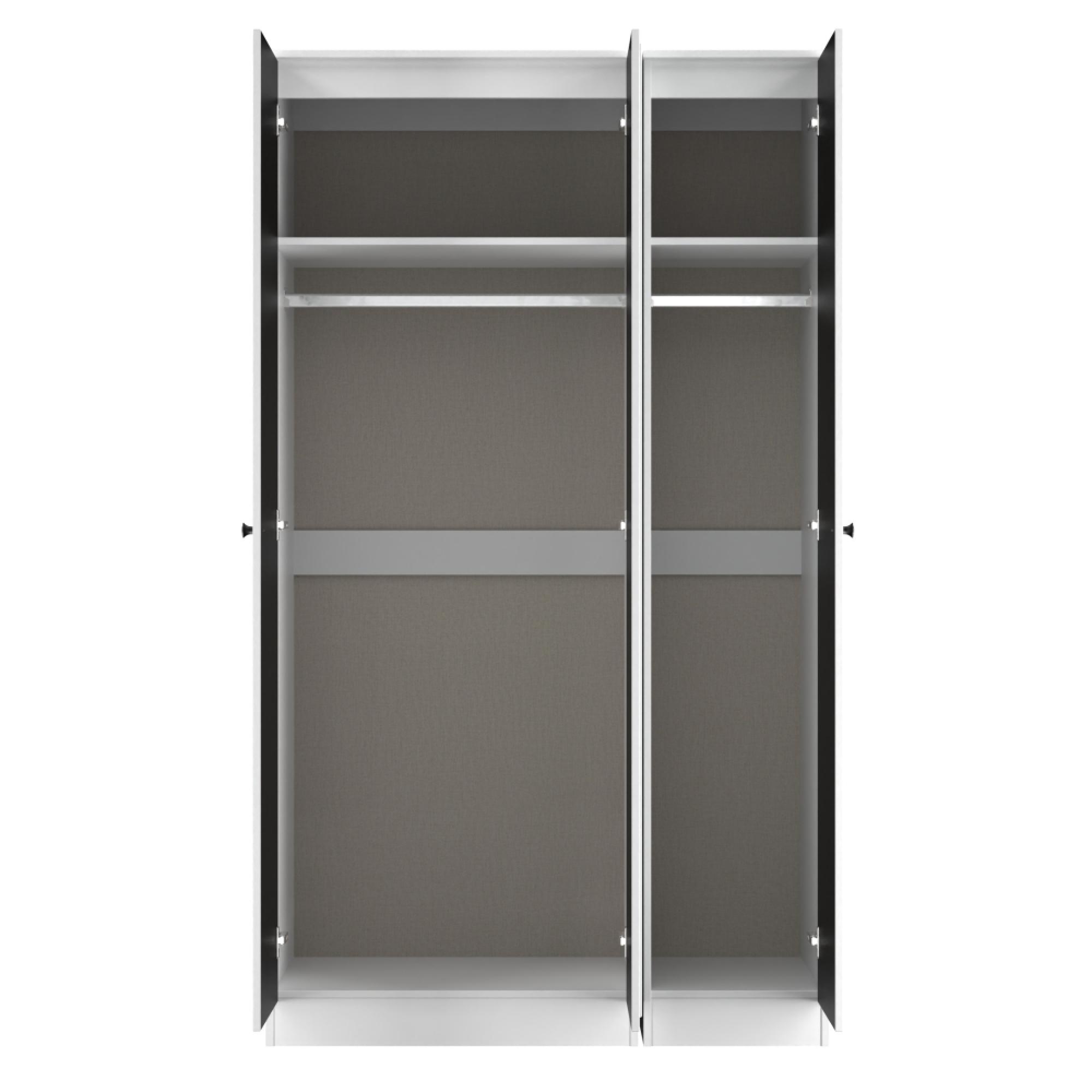 Yarmouth Wardrobe - 3 Door - 1 Mirror - Black Matt and White Matt