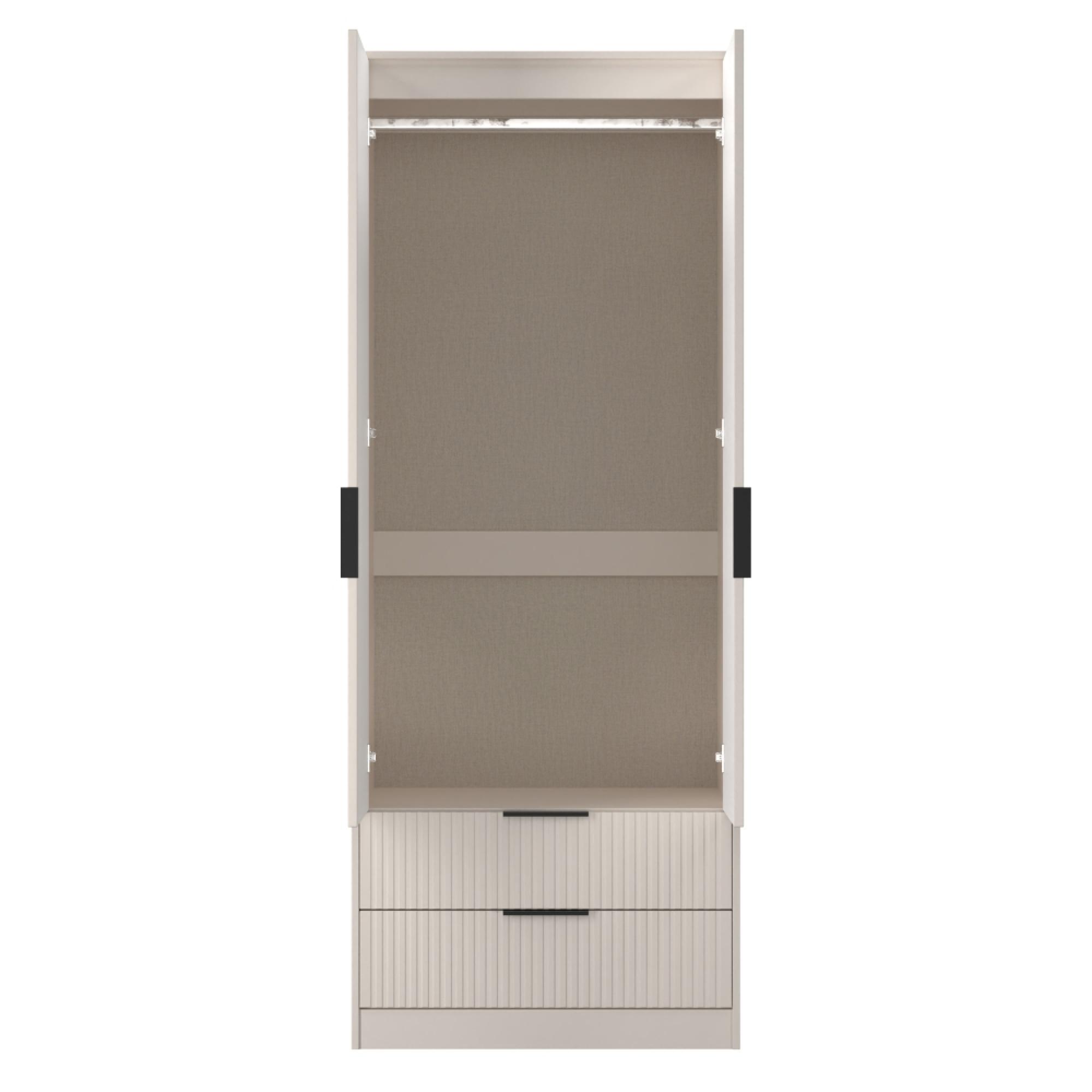 Fluted Wardrobe - 2 Door - 2 Drawer - Kashmir Matt