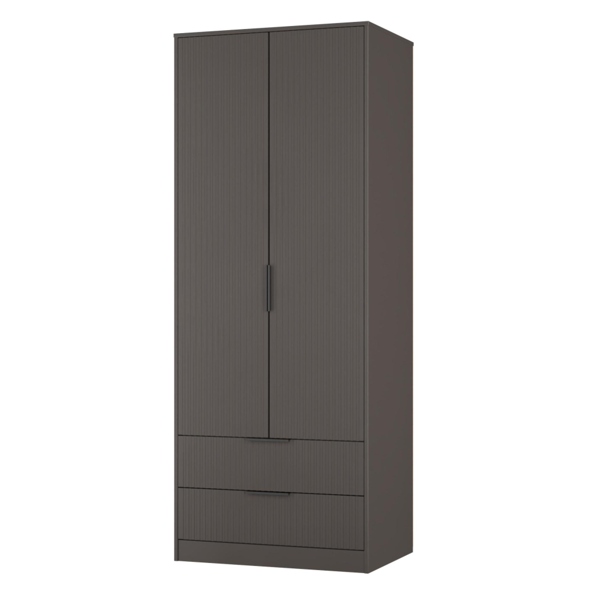 Fluted Wardrobe - 2 Door - 2 Drawer - Graphite