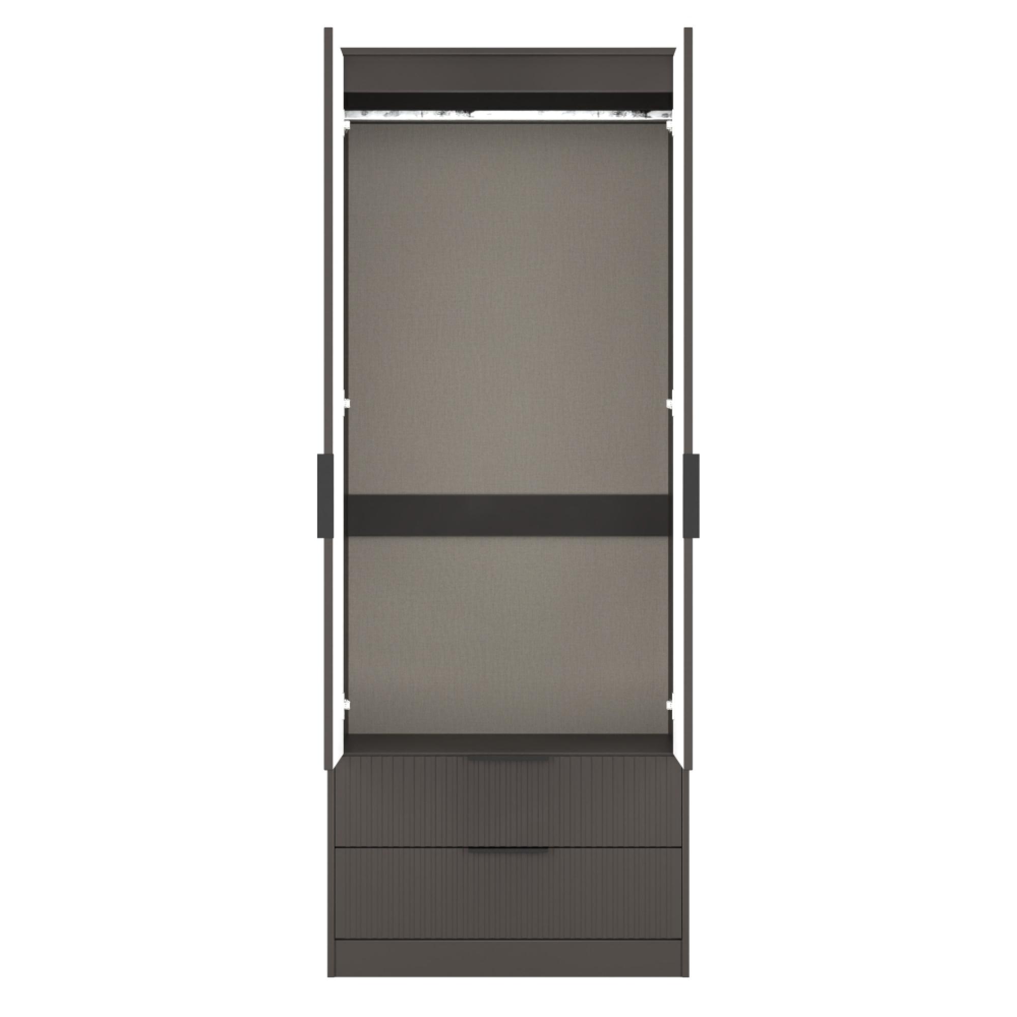 Fluted Wardrobe - 2 Door - 2 Drawer - Graphite