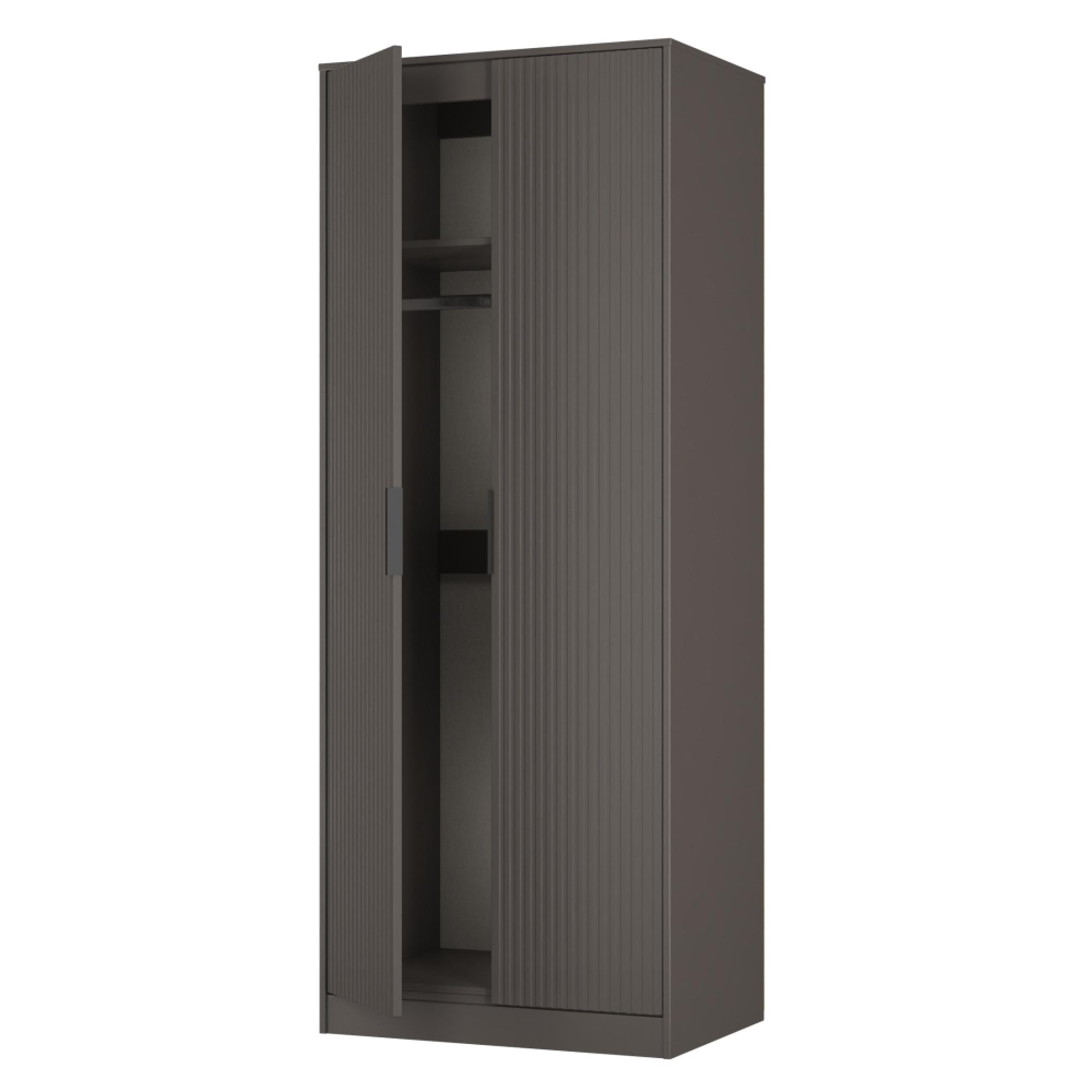 Fluted Wardrobe - 2 Door - Graphite