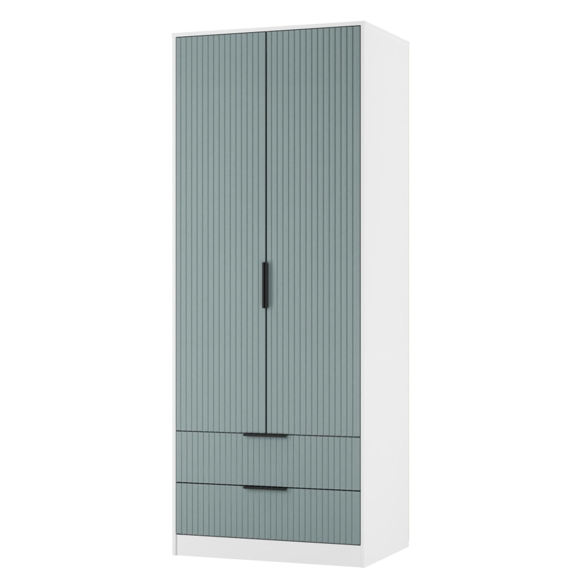 Fluted Wardrobe - 2 Door - 2 Drawer - Duck and White Matt