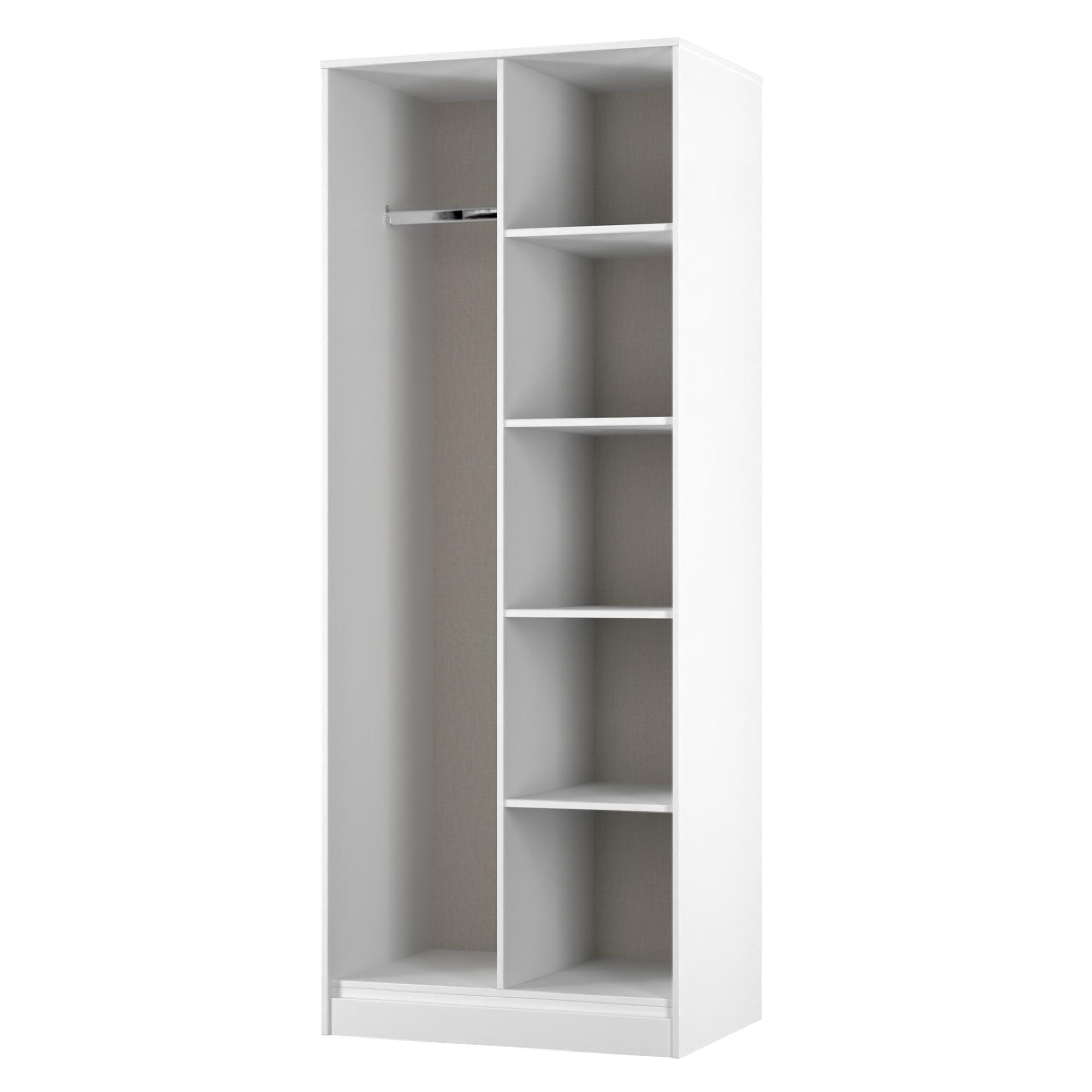 Fluted Wardrobe - Front Open Shelf - White Matt