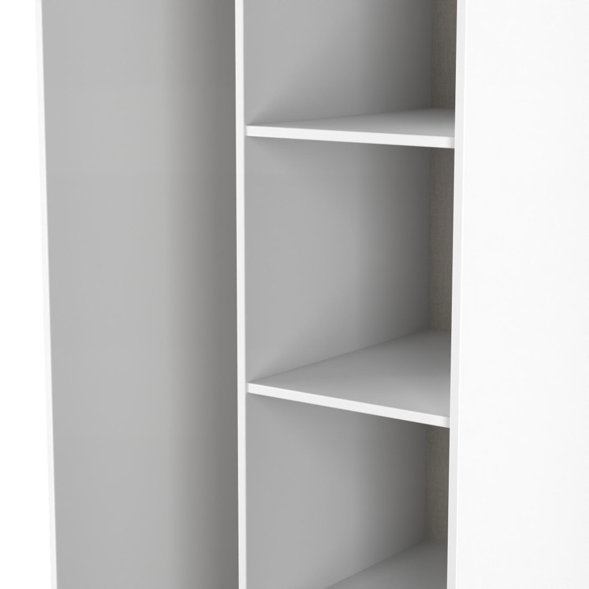 Fluted Wardrobe - Front Open Shelf - White Matt