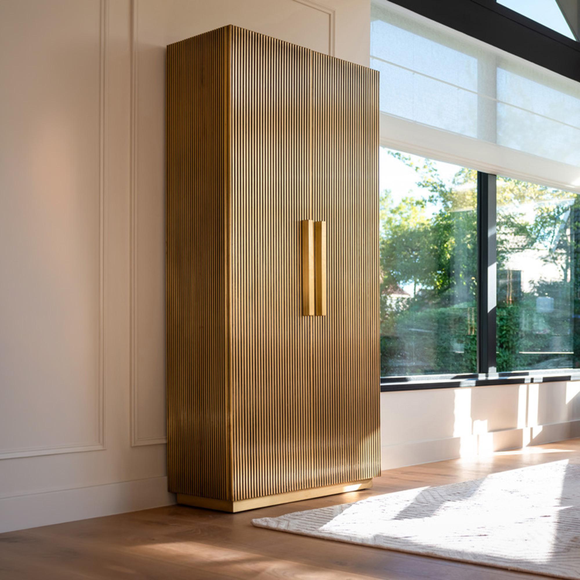 Ironville Brass Ribbed 2 Door Hall Cupboard