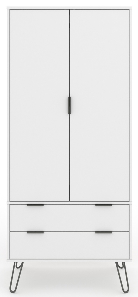 Augusta White 2 Door 2 Drawer Wardrobe with Hairpin Legs