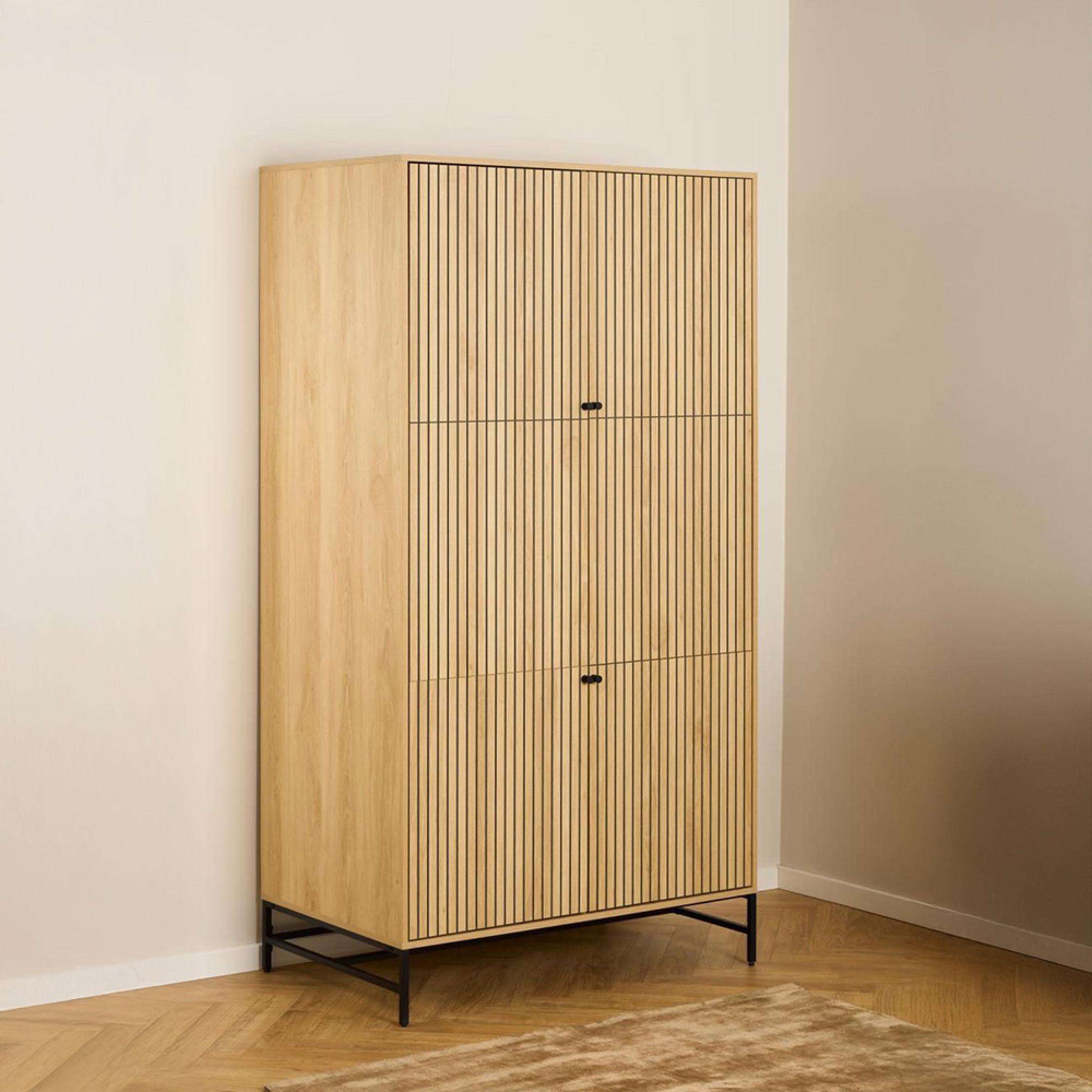 Albany Wardrobe - 4 Door - Ribbed Oak