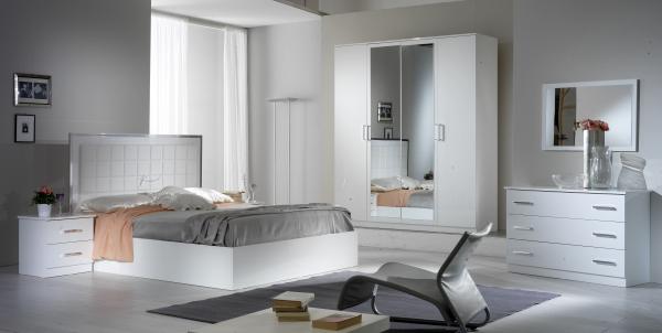 Ambra White Italian 4 Door Wardrobe with Mirrors