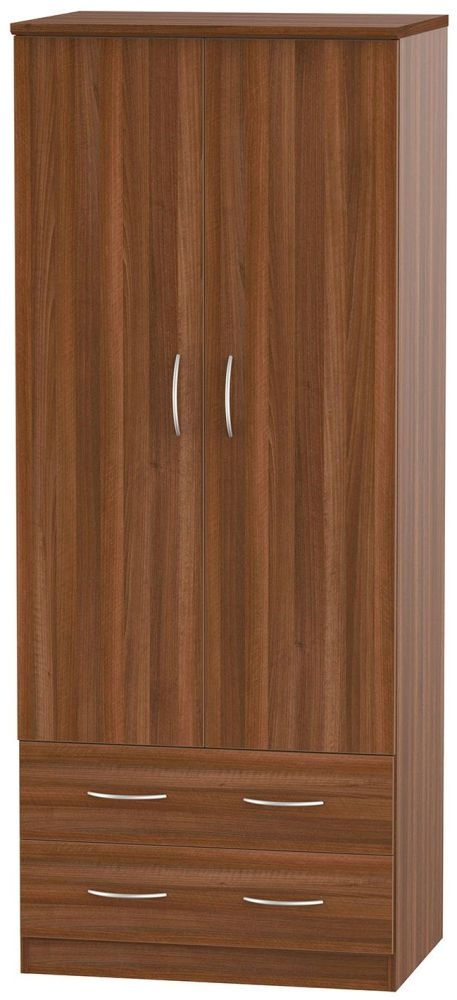 Avon Walnut Effect 2 Door 2 Drawer Double Wardrobe