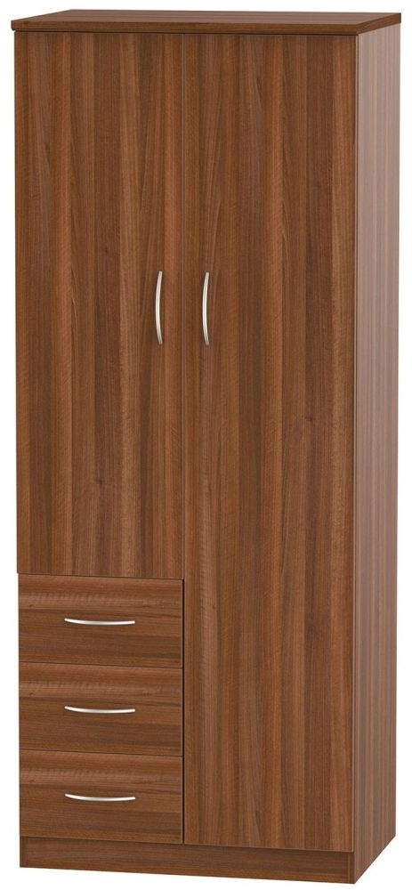 Avon Walnut Effect 2 Door Wardrobe - RHF 3 Drawers