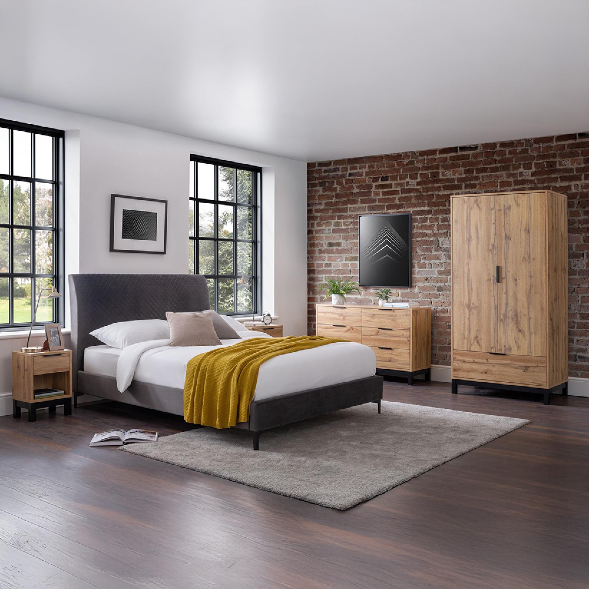 Bali Oak Double Wardrobe - 2 Door - 1 Drawer