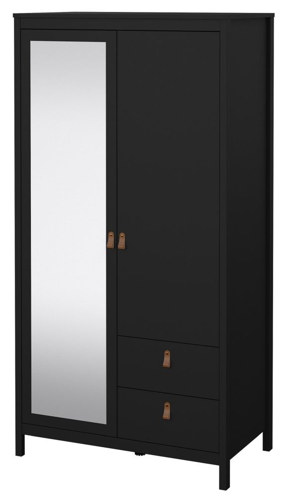 Barcelona Wardrobe - 2 Door - 2 Drawer - Combi - Black