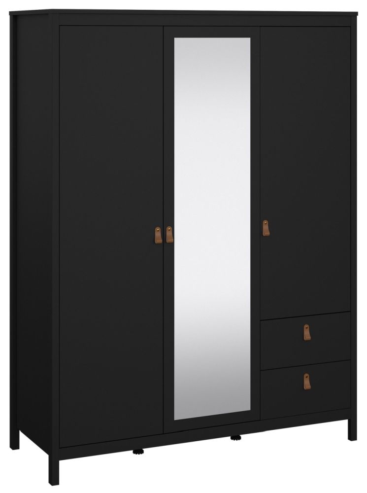 Barcelona Wardrobe - 3 Door - 2 Drawer - Combi - Black
